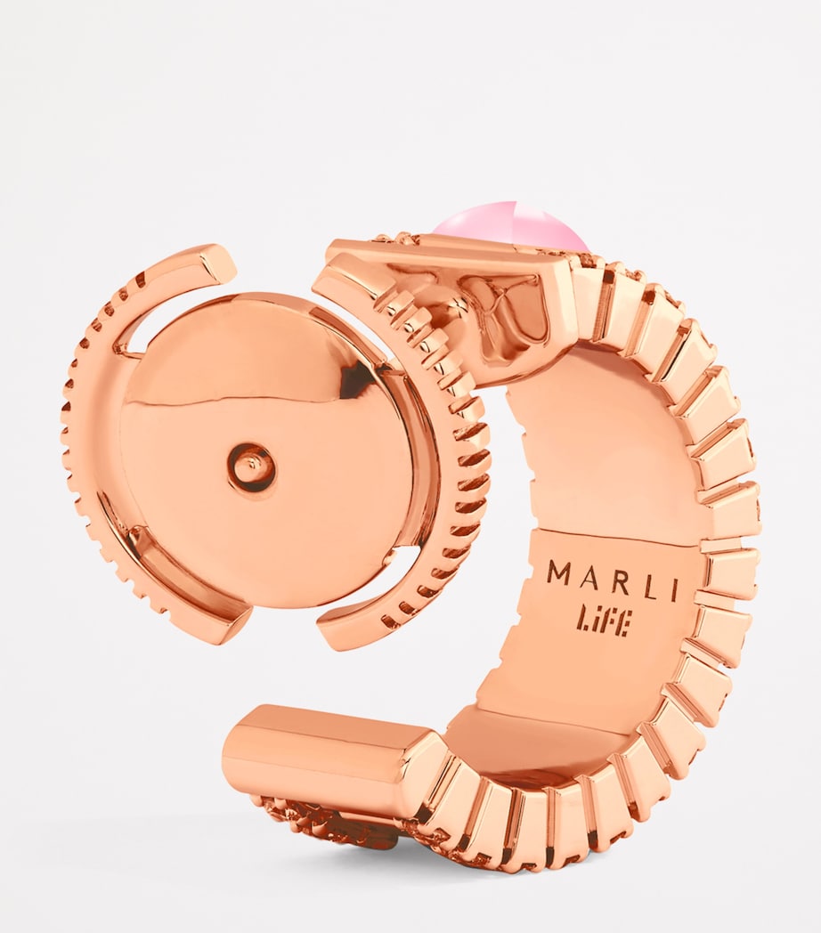 Mini Rose Gold, Diamond and Quartzite Life Hoop Earrings ROSE GOLD Image 3