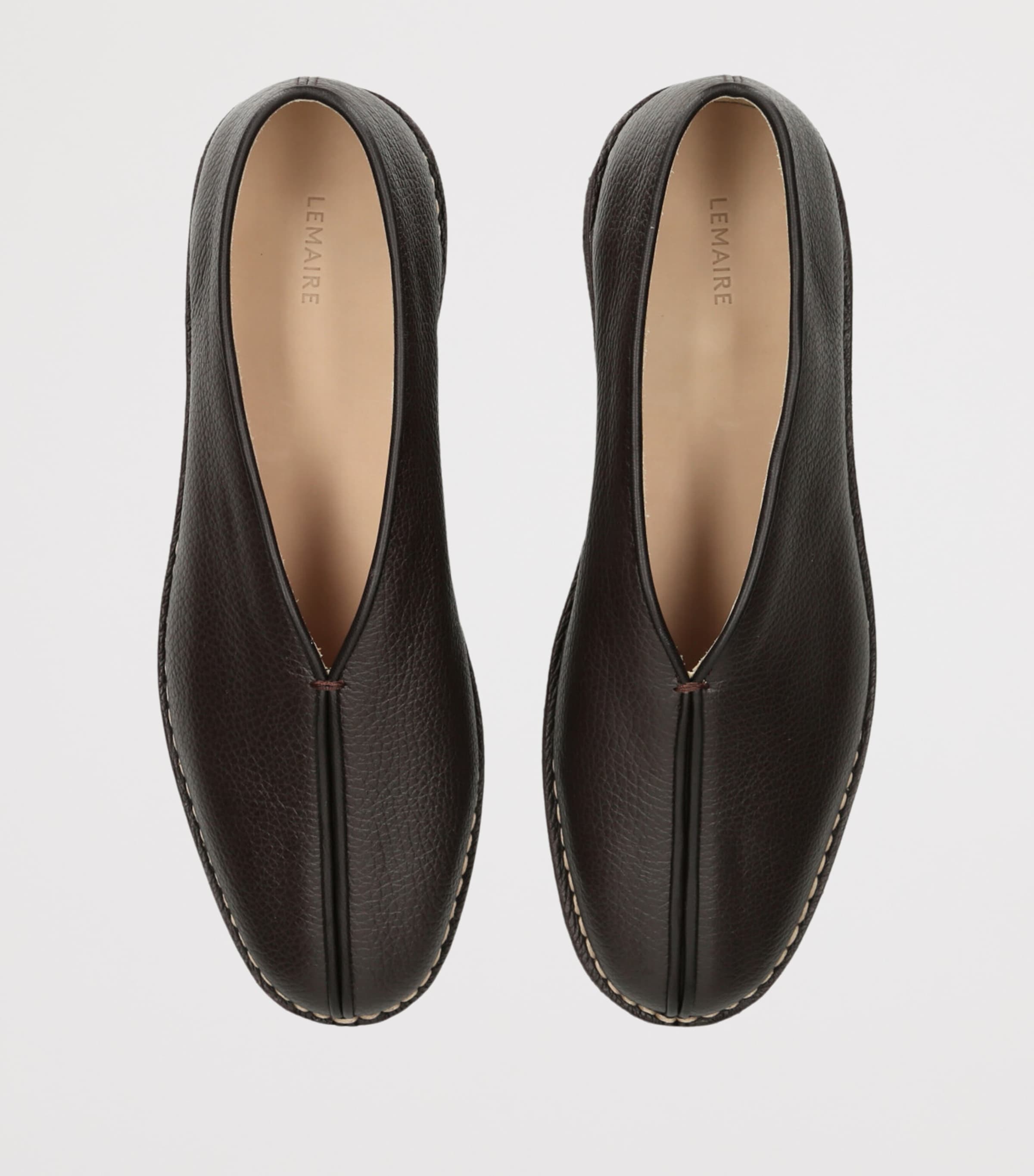 Lemaire Leather Piped Slippers Dark Brown Image 6