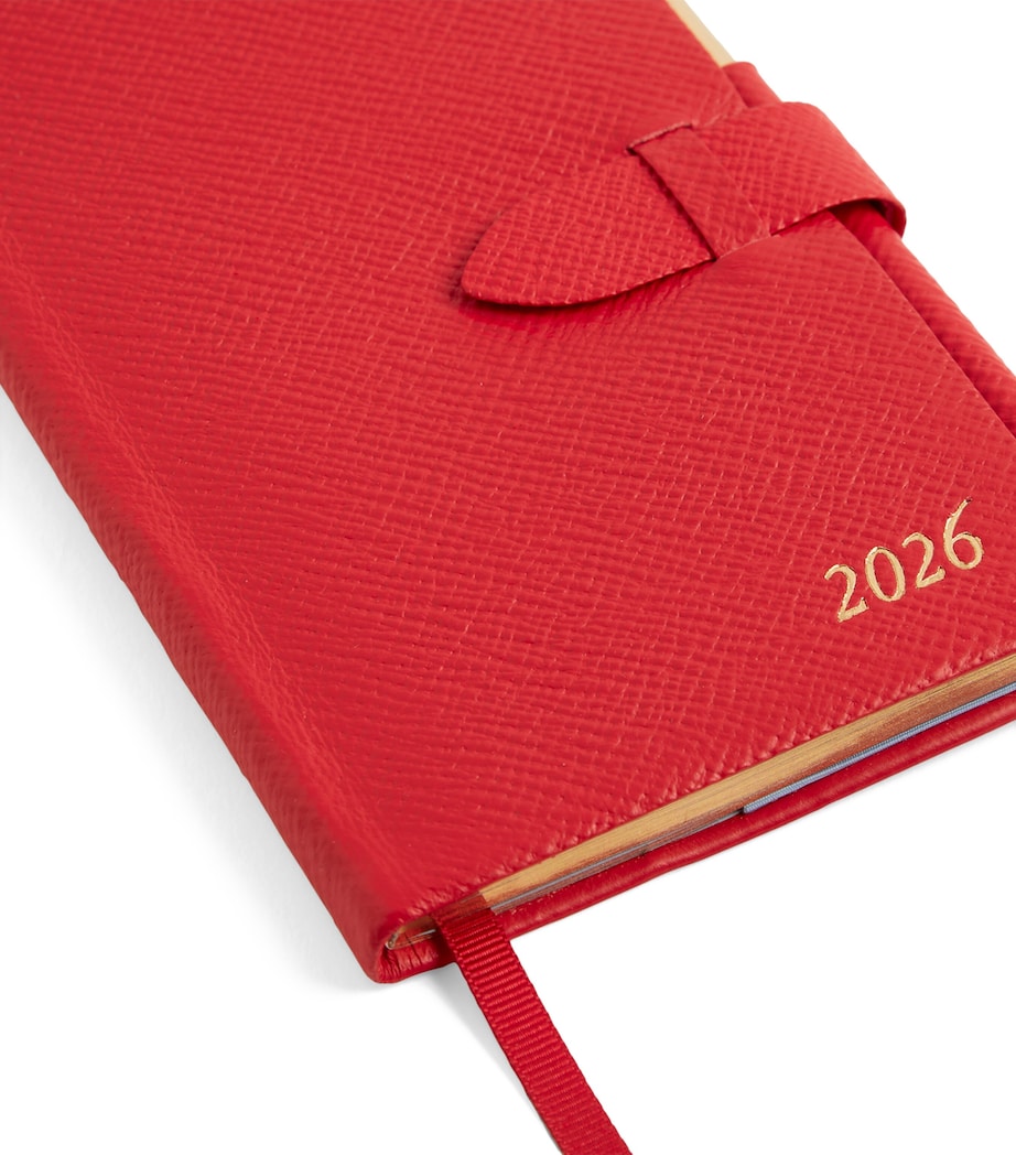 Panama Leather 2026 Diary with Pencil SCARLET RED Image 5