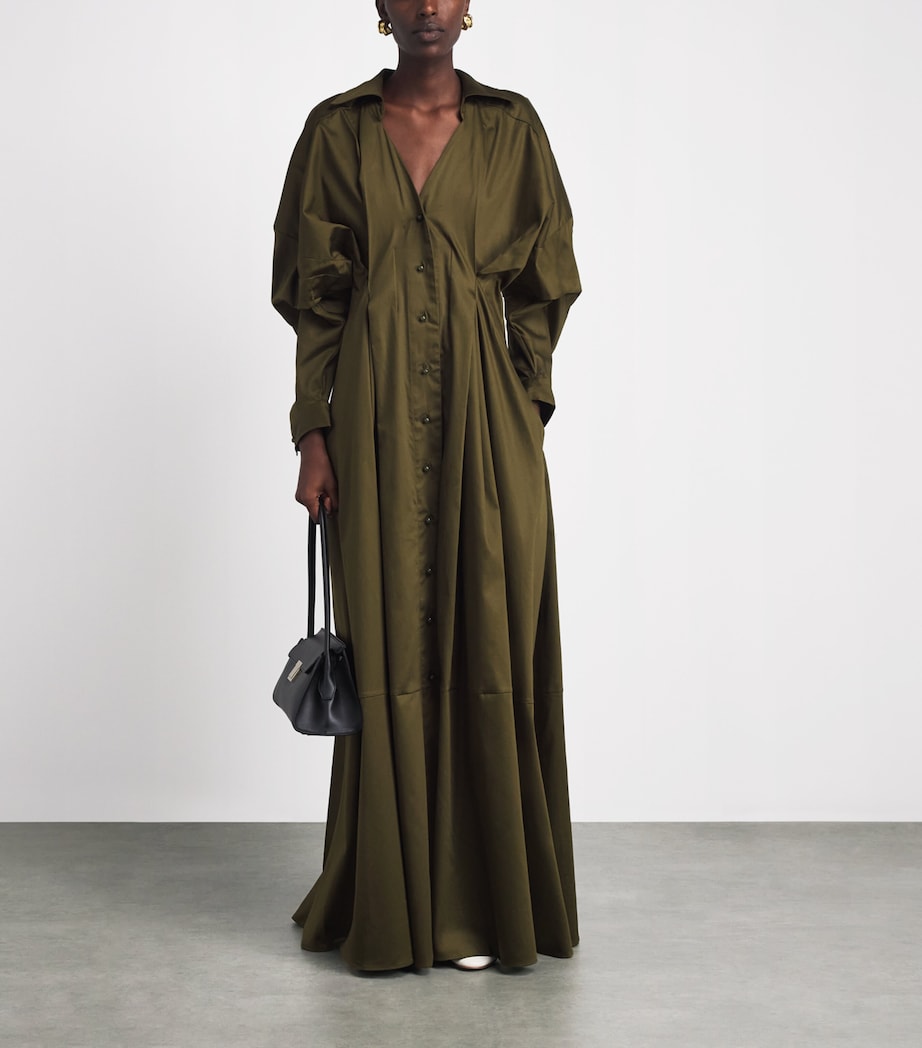 Palmer//Harding Womens Sateen Honesty Opens Maxi Dress Green Cotton Sateen Image 2