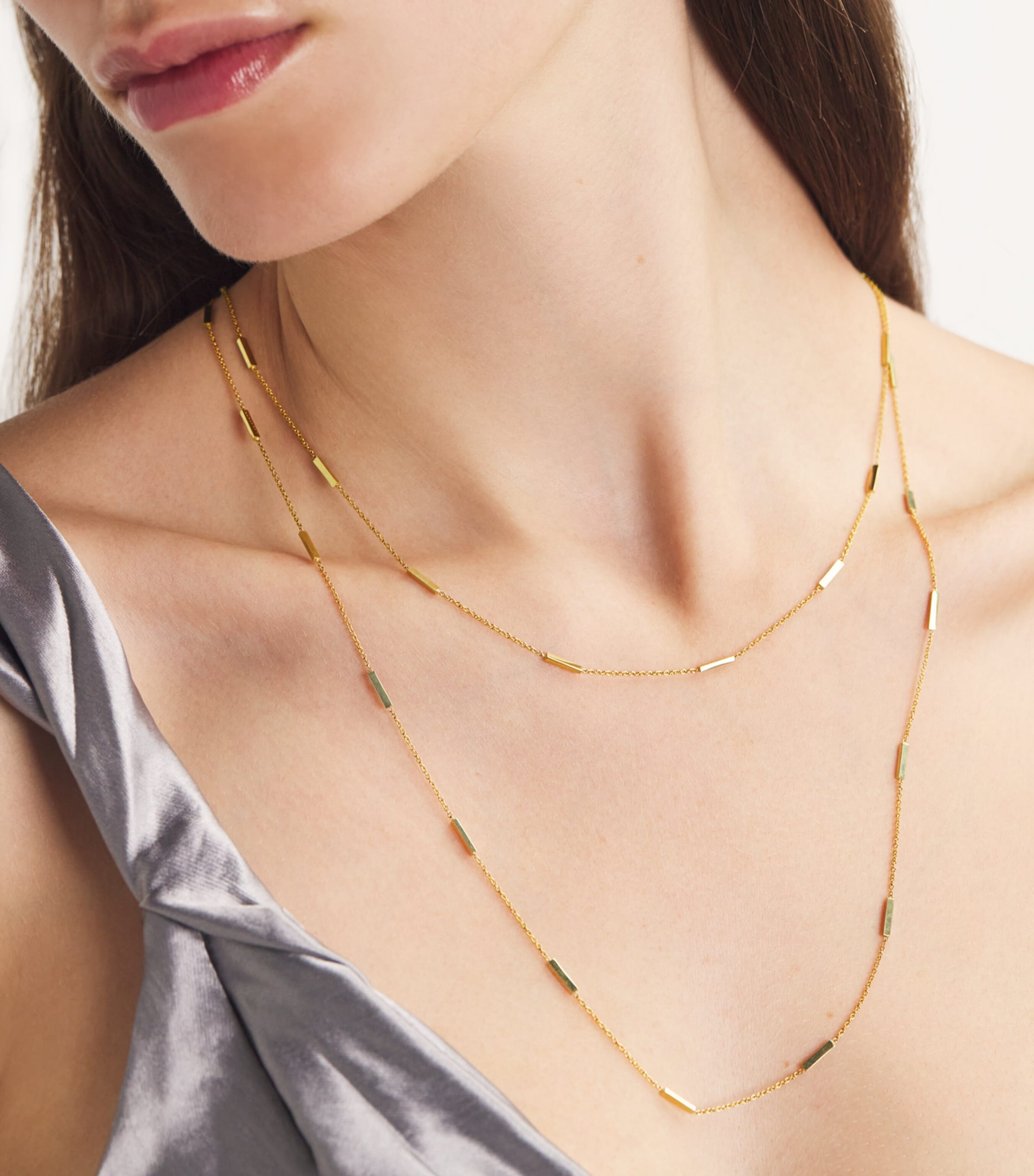 Yellow Gold Bar Chain Necklace YELLOW GOLD Image 2