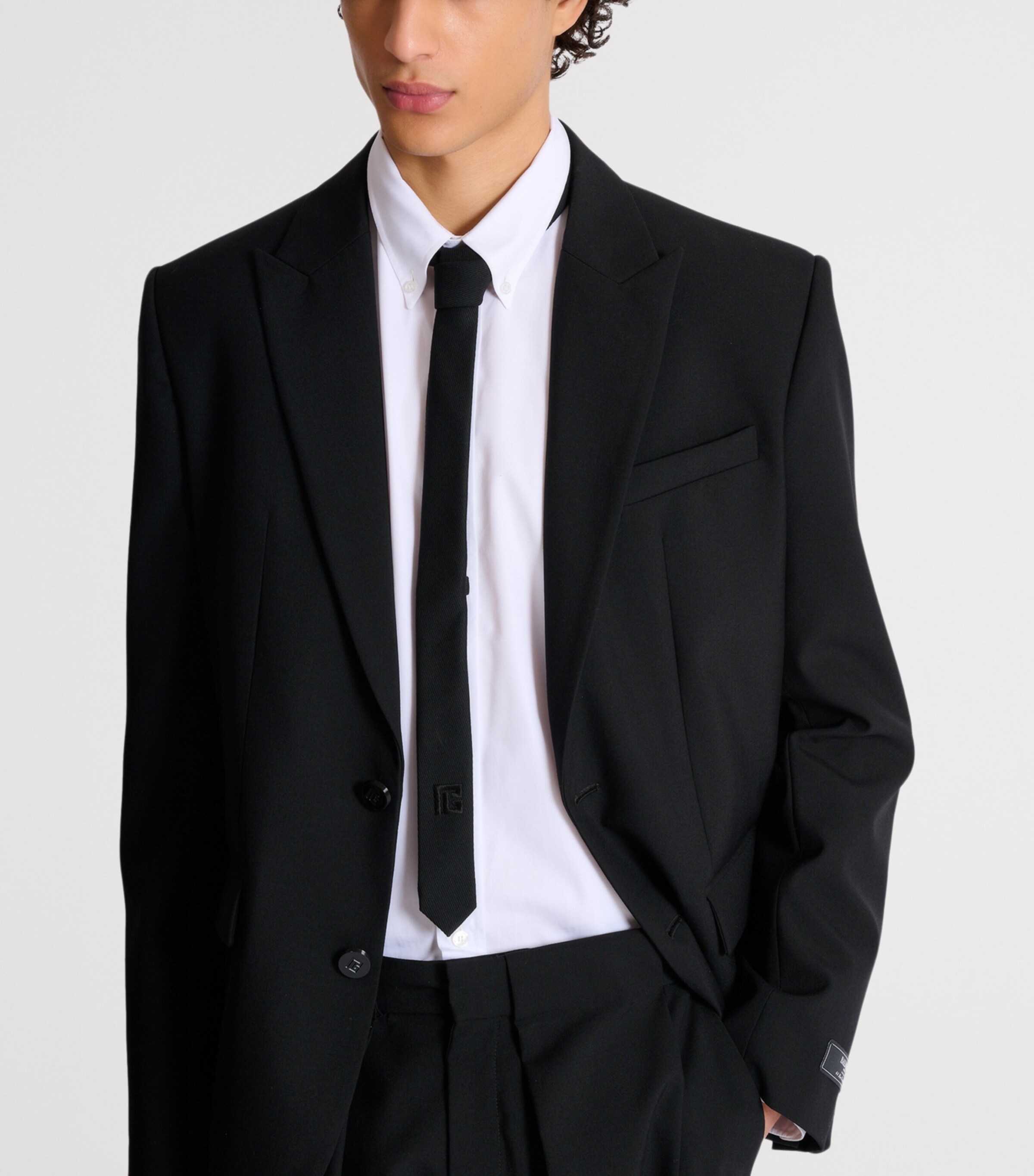 Virgin Wool PB Embroidered Tie 0PA NOIR Image 2