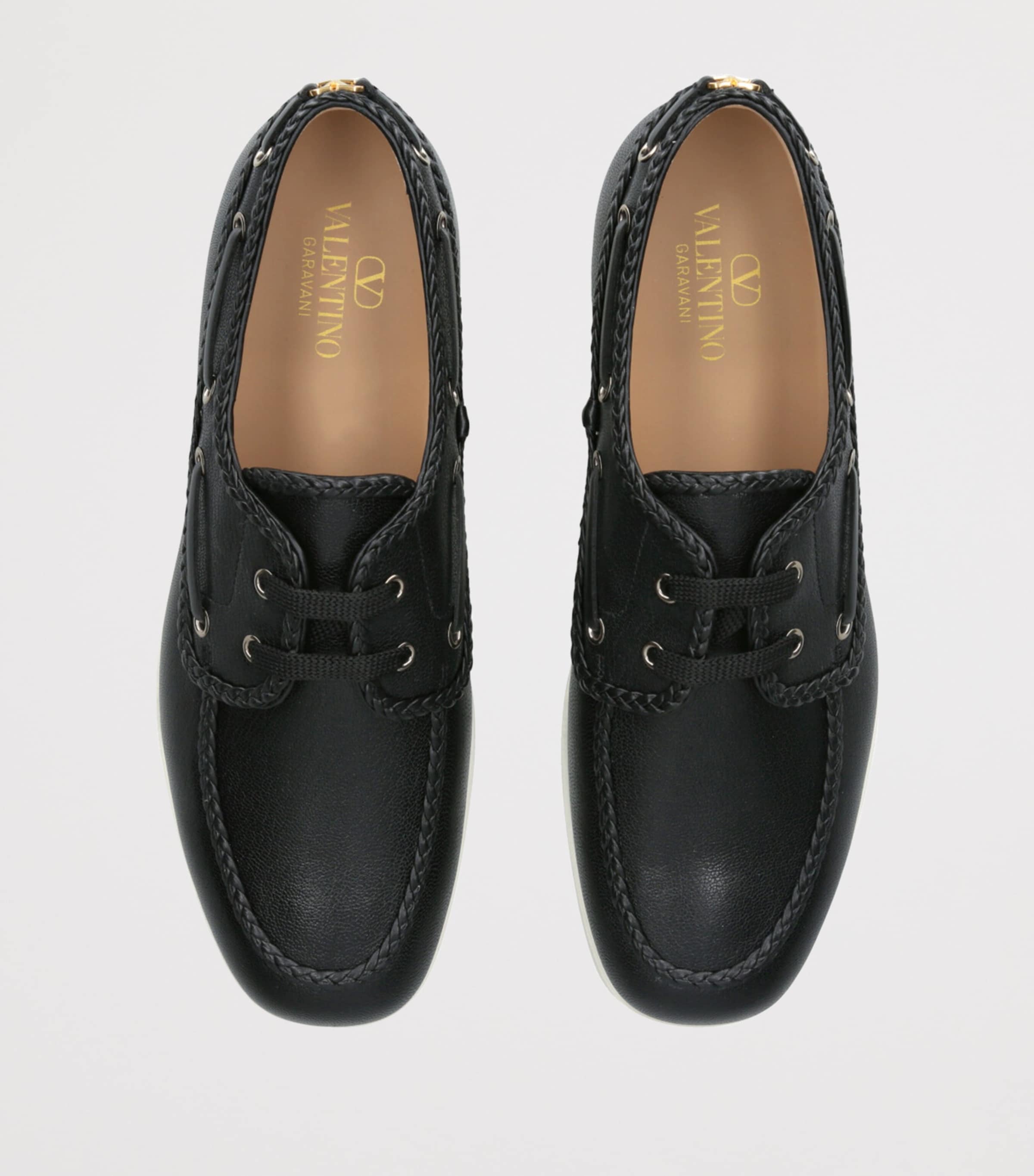 Leather Boat Shoes BLACK Image 4
