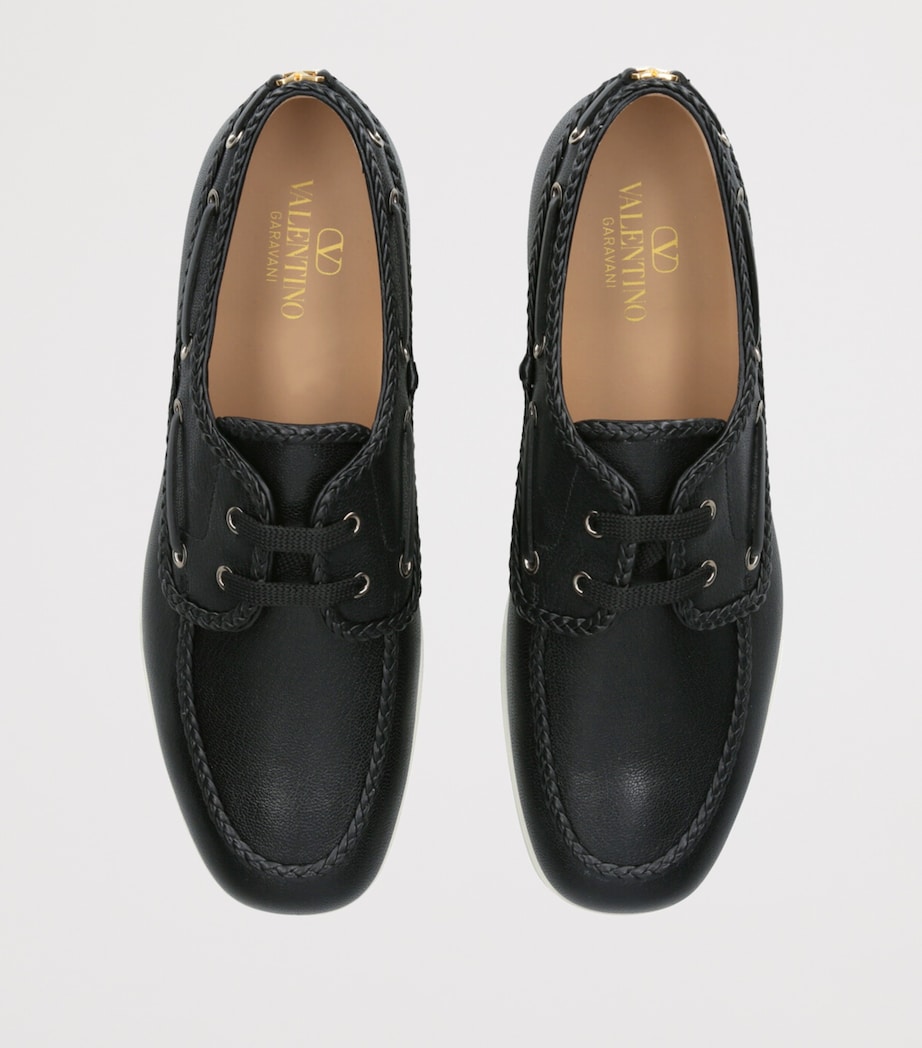 Leather Boat Shoes BLACK Image 4