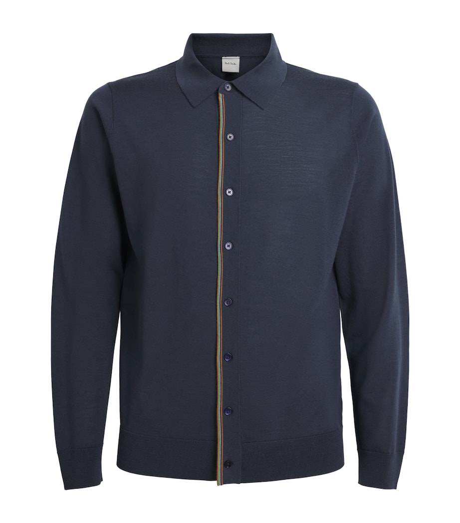 Merino Wool Signature Stripe Cardigan GREY-76 Image 1