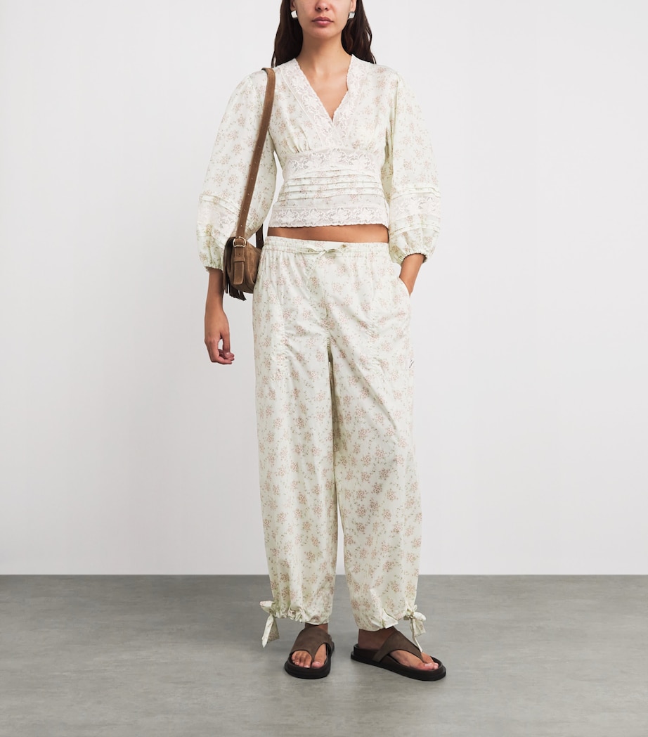 Sandro Paris Womens Floral Wide-Leg Trousers Pink / Green Image 2