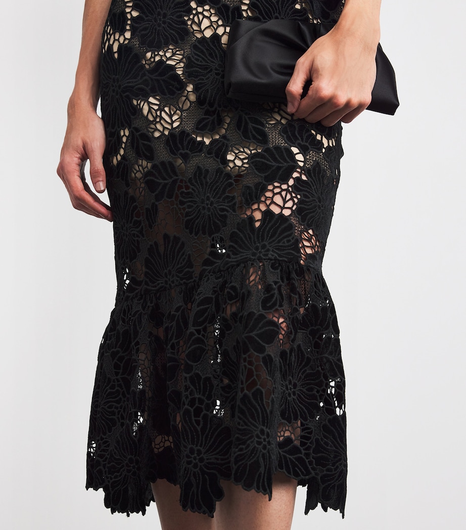 Lace Clover Midi Dress A001 BLACK Image 4