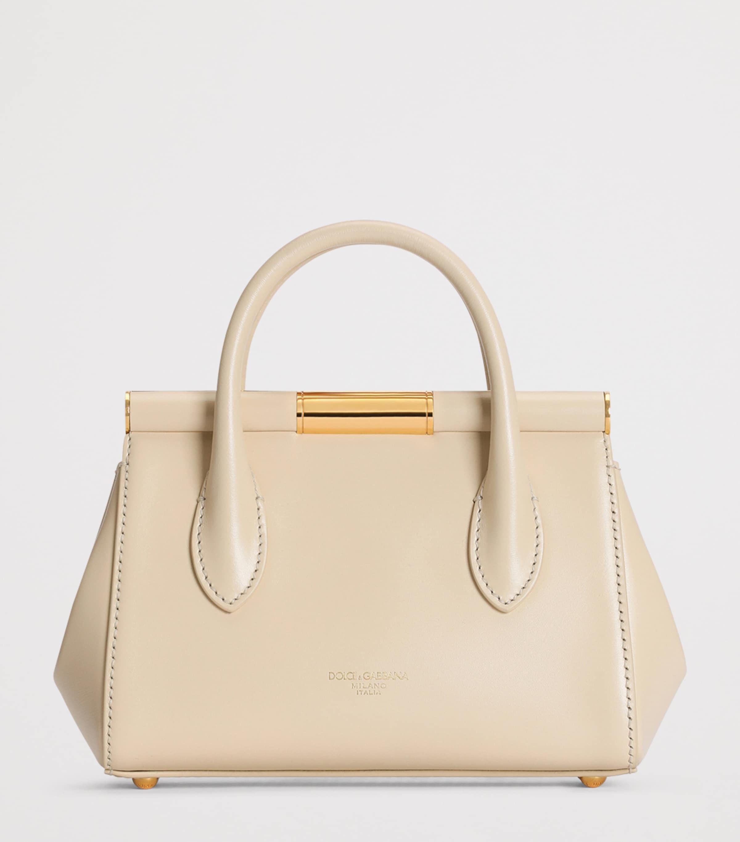 Dolce&Gabbana Mini Leather Marlene Top-Handle Bag Burro Image 2