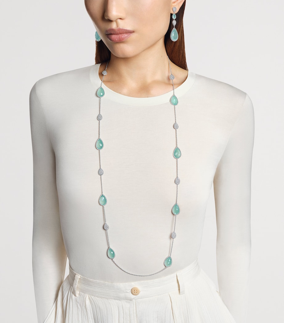 White Gold, Diamond and Aquaprase Serpent Bohème Couleur Necklace BLUE Image 2