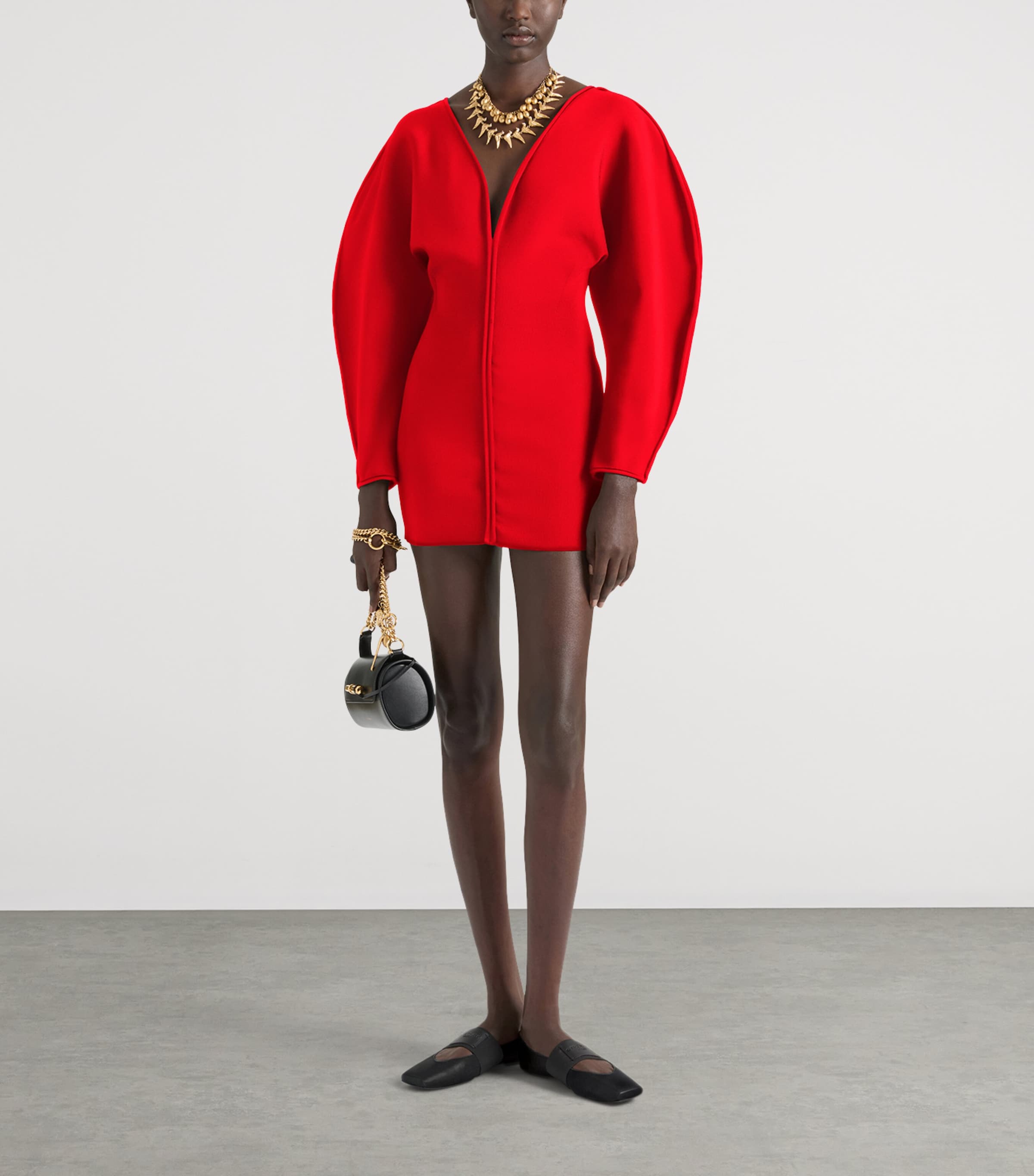 Givenchy Womens Cocoon Mini Dress Poppy Red Image 2