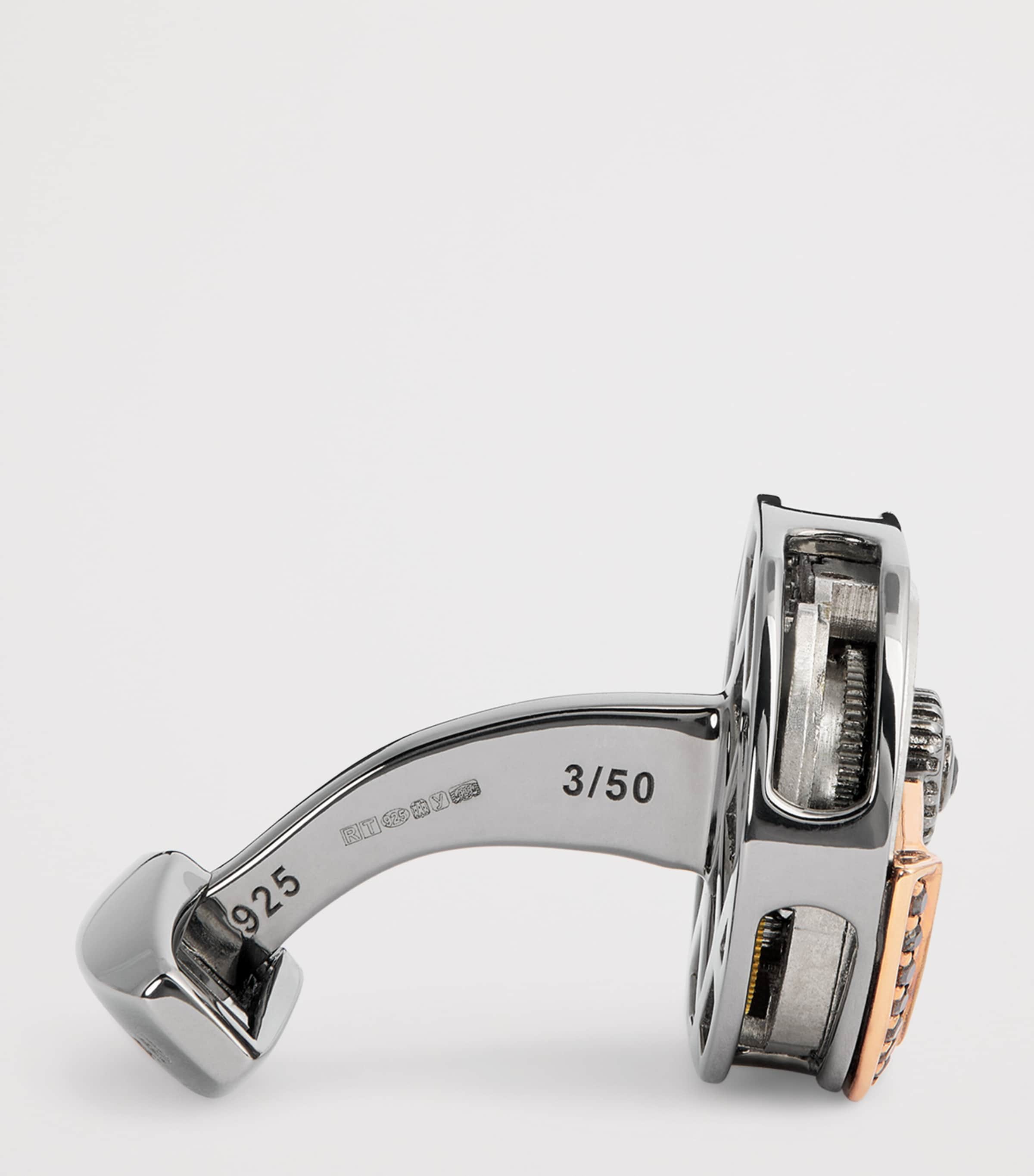 Sterling Silver and Black Diamond Cufflinks BLACK Image 4