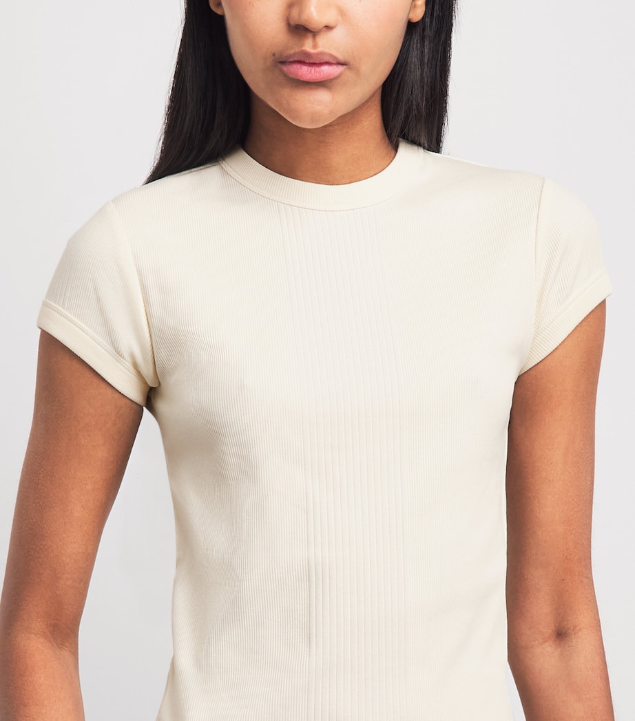ME+EM Womens Stretch-Cotton Rib T-Shirt Cream Image 3