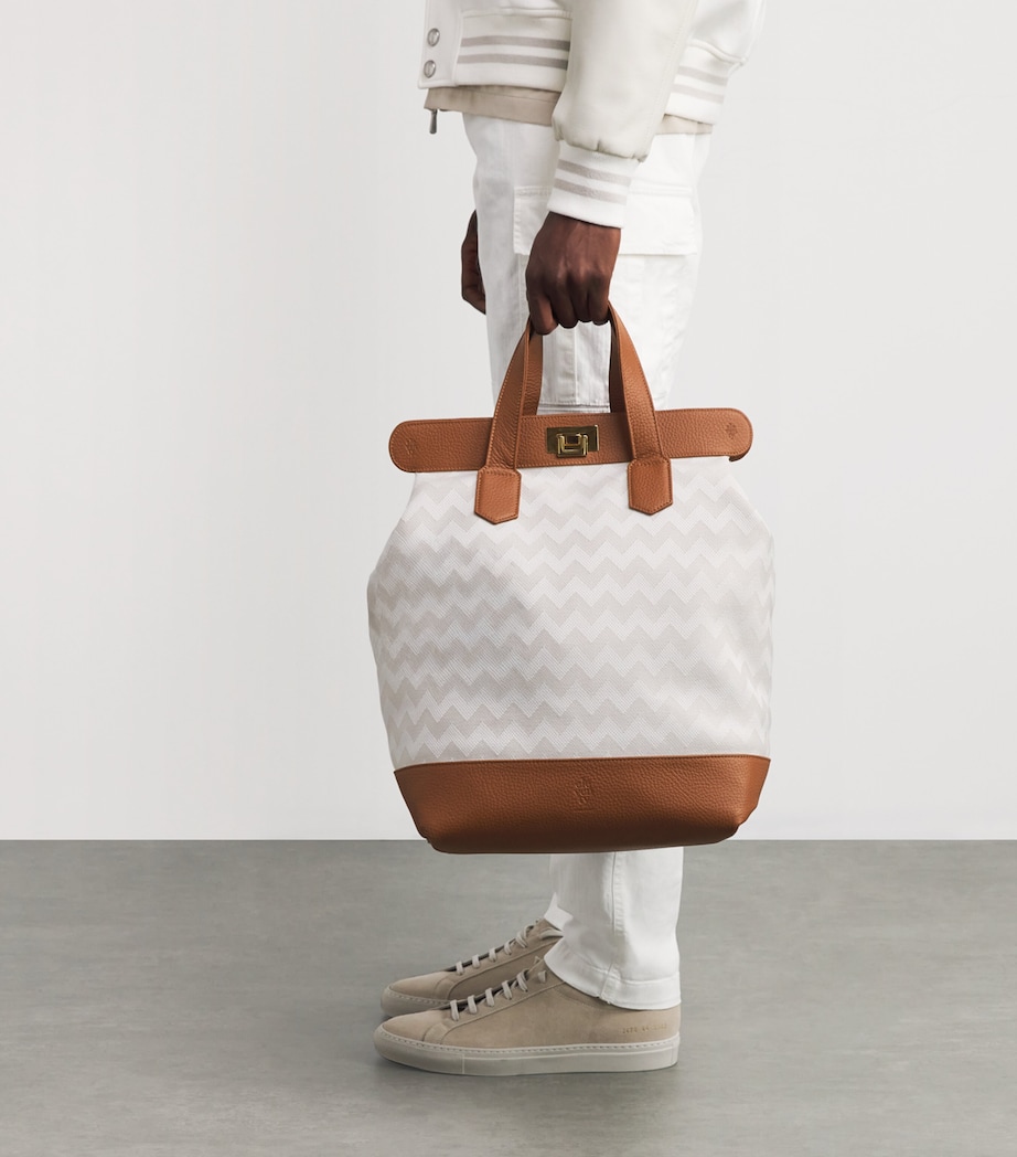 Cotton Canvas Backpack BIANOC, BEIGE E CAMM Image 5