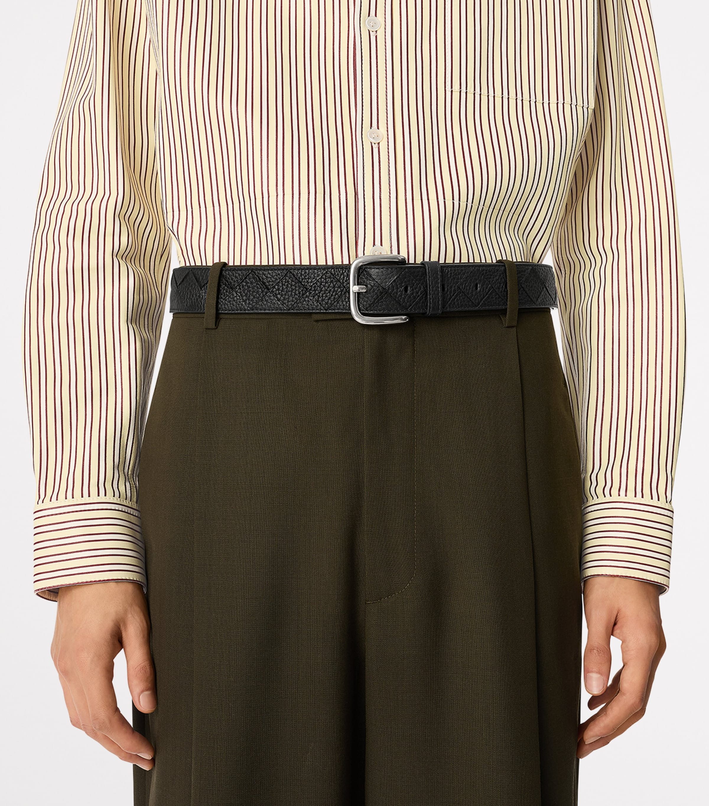 Bottega Veneta Grained Leather Intrecciato Belt Image 2