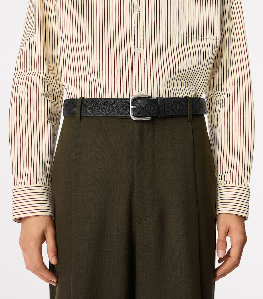 Bottega Veneta Grained Leather Intrecciato Belt Image 2