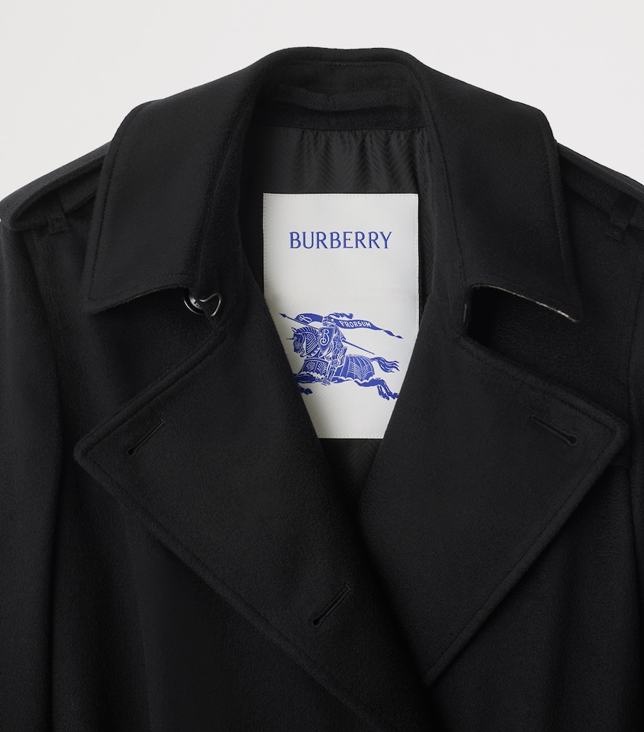 Cashmere Long Kensington Heritage Trench Coat BLACK Image 6