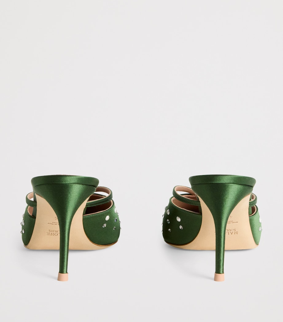Satin Embellished Marisa Mules HARRODS GREEN Image 4