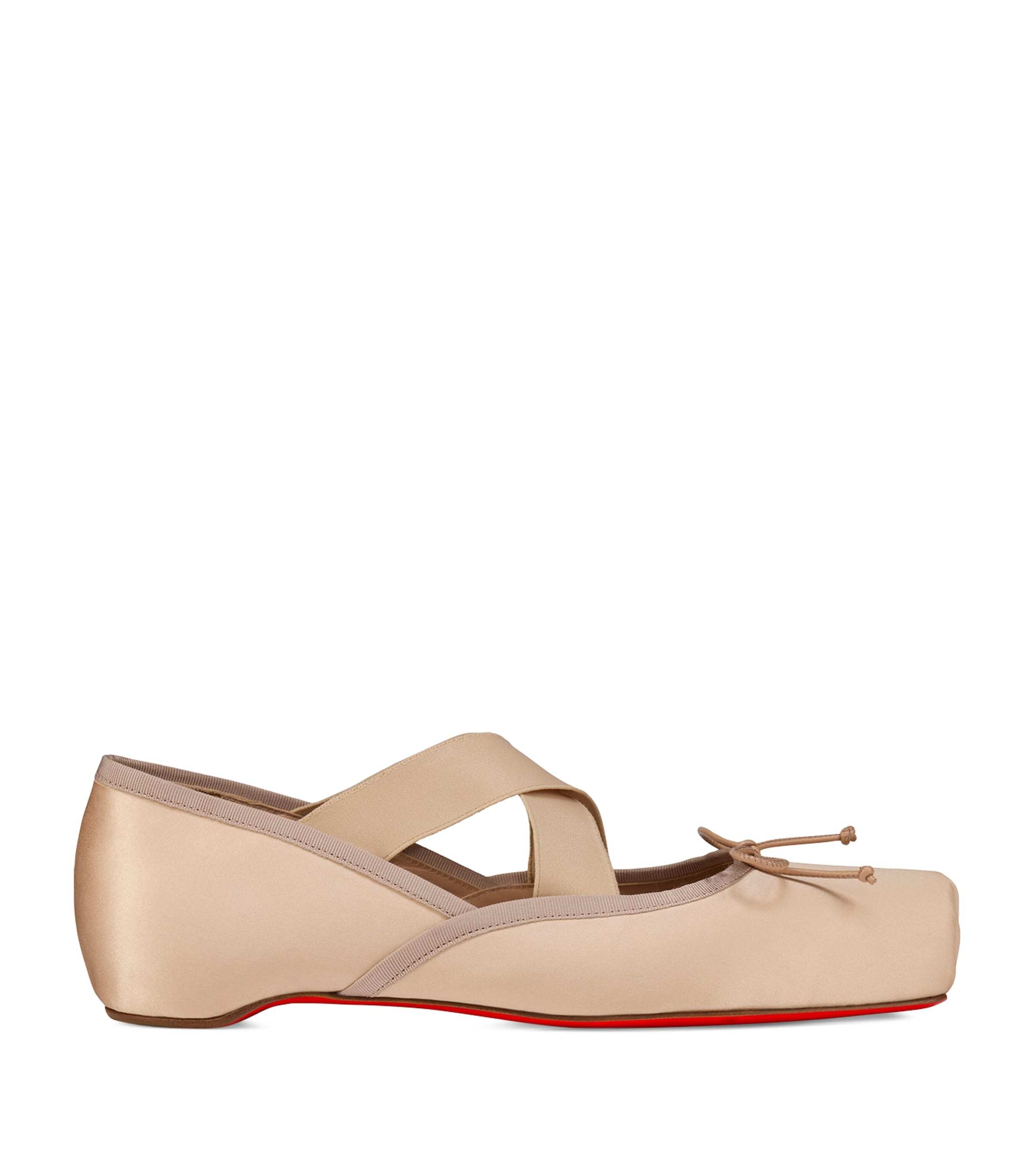 Christian Louboutin Cassiasticina Satin Ballet Flats In Brown