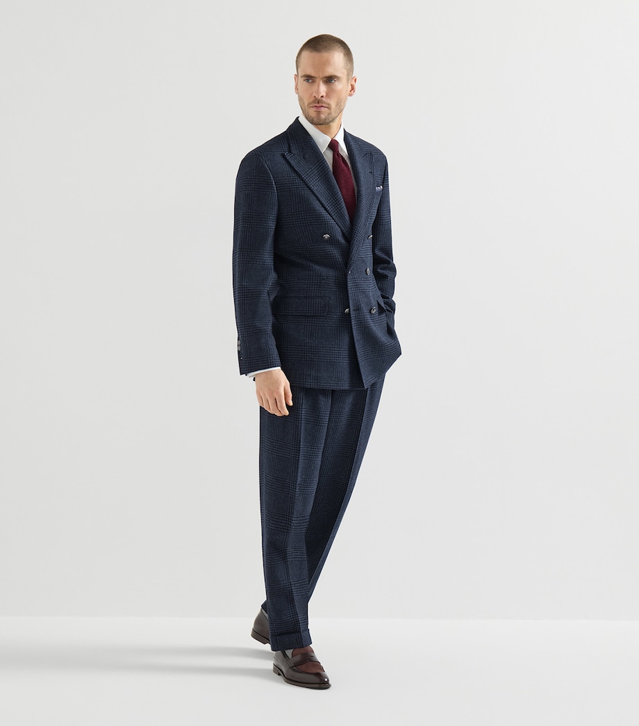 Brunello Cucinelli Mens Wool-Cashmere Prince of Wales Check 2-Piece Suit Image 2