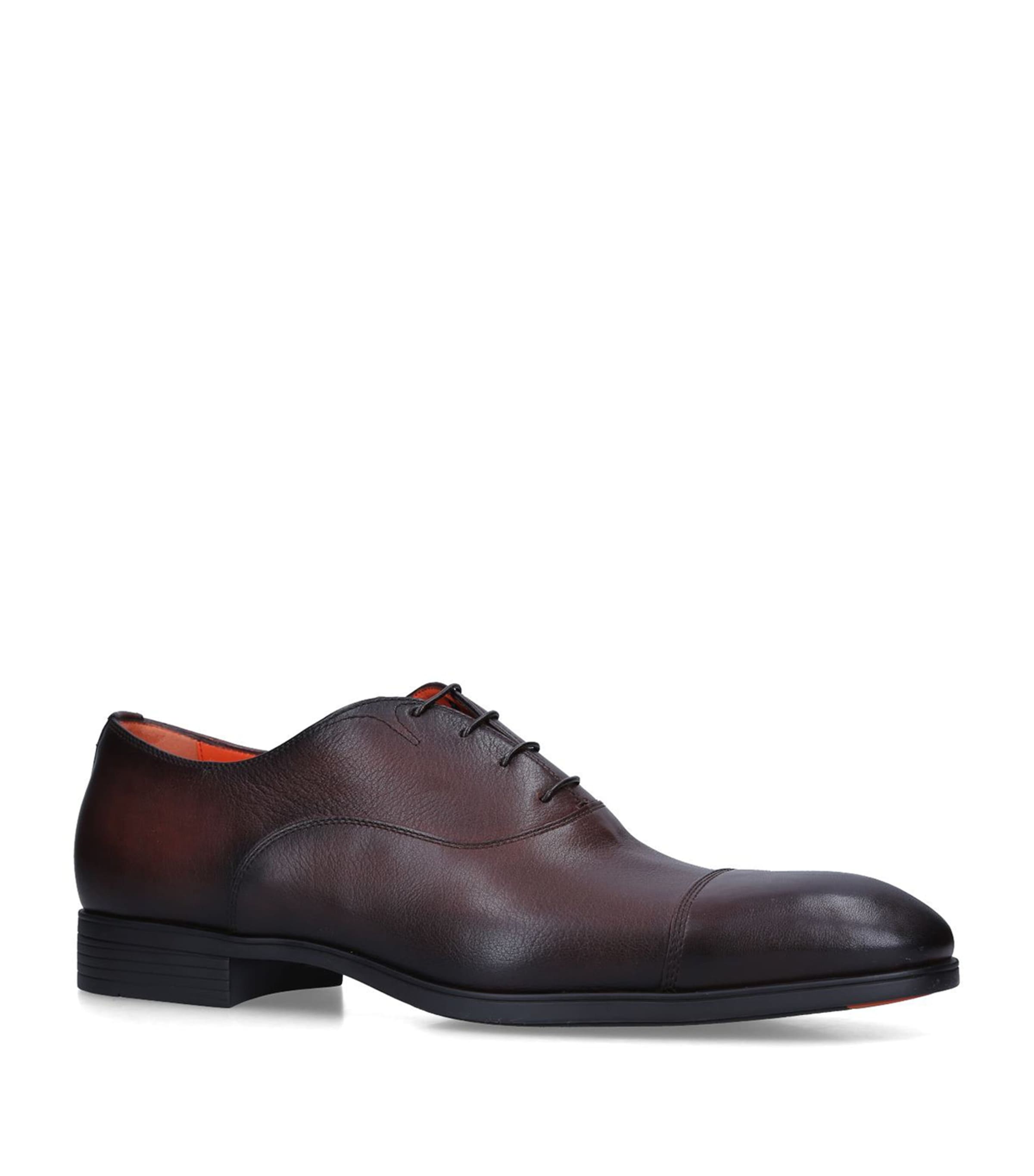 Shop Santoni Leather New Simon Oxford Shoes In Brown