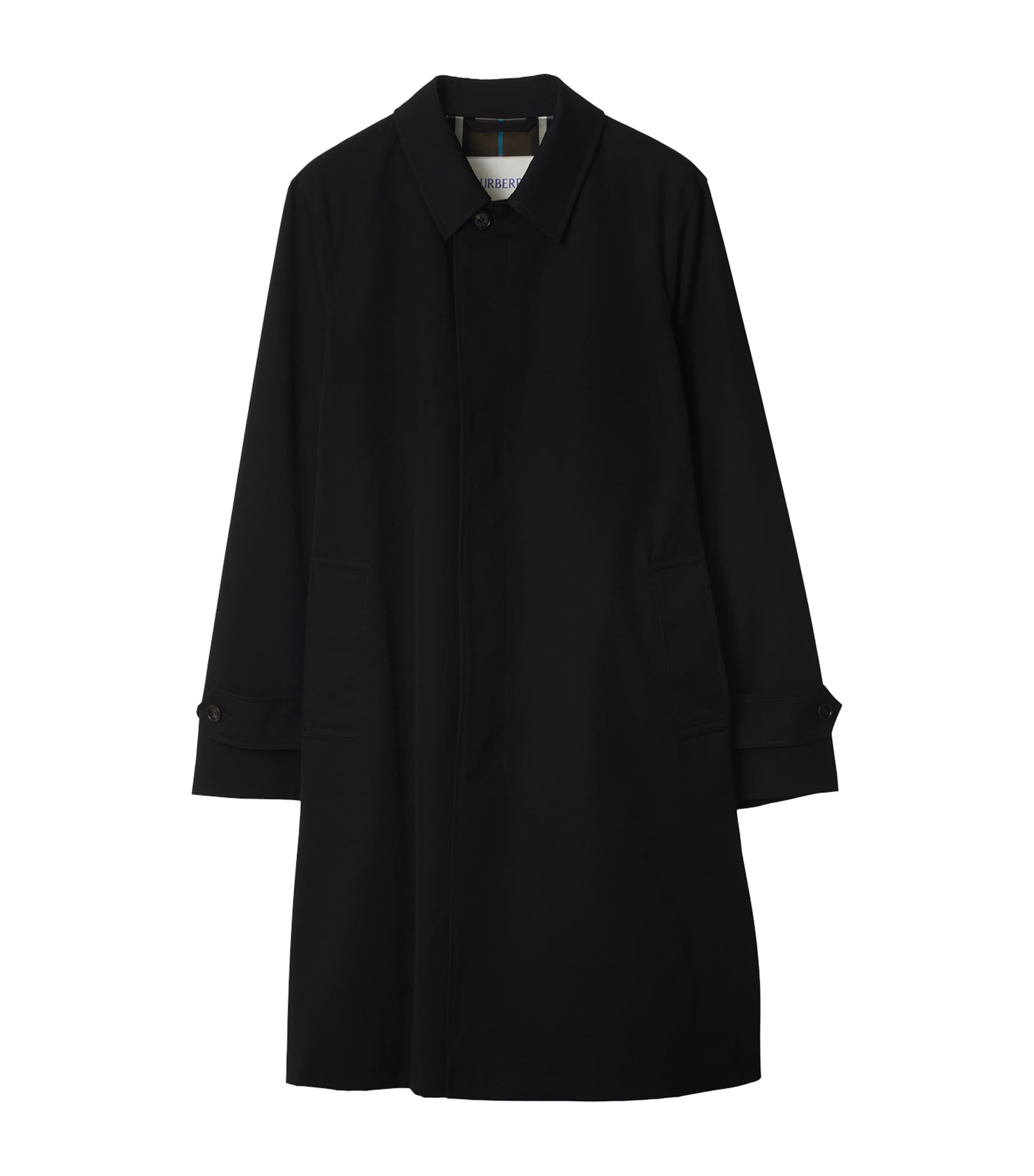 Burberry Pointed-collar Gabardine Coat In Black
