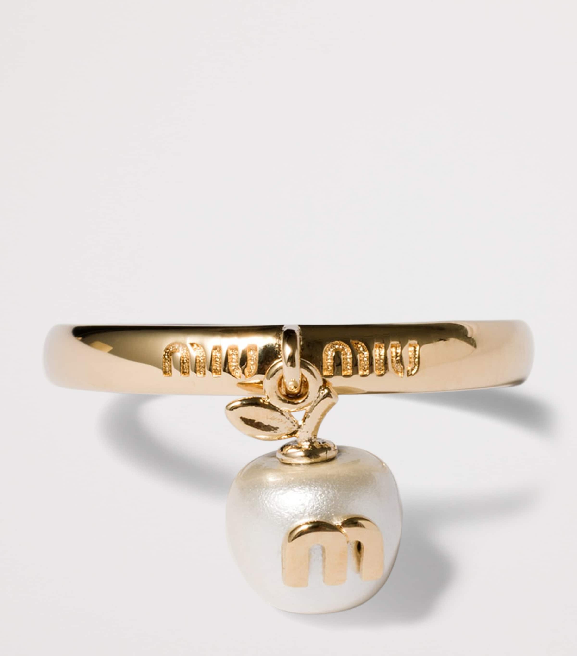 Miu Miu Pearlised Apple Pendant Ring Gold/silver Image 2