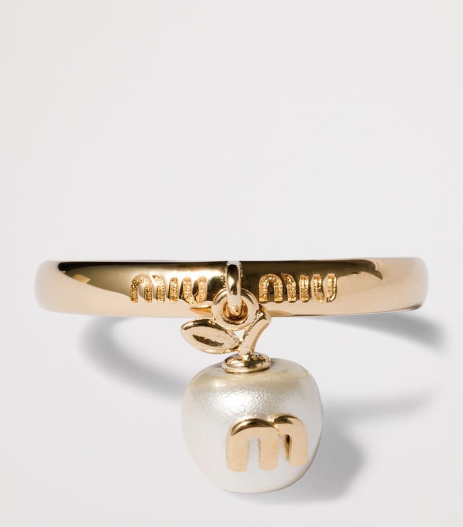 Miu Miu Pearlised Apple Pendant Ring Gold/silver Image 2
