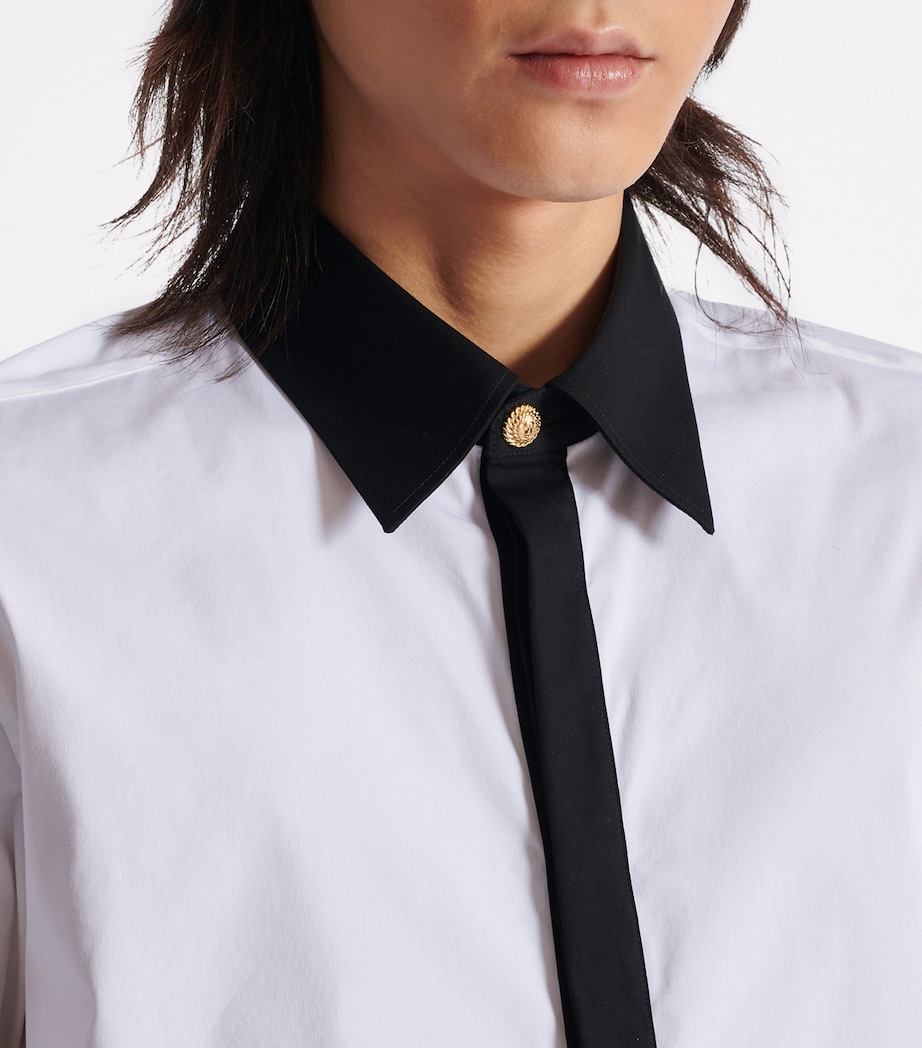 Balmain Mens Cotton Two-Tone Shirt Gab Blanc/noir Image 8