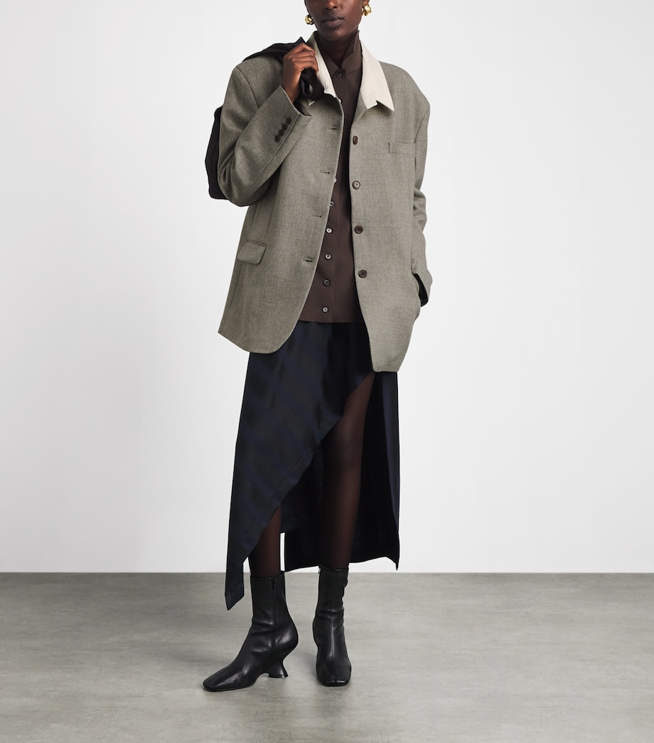 Source Unknown Womens Contrast-Collar Suki Blazer Shirt Gy Image 2
