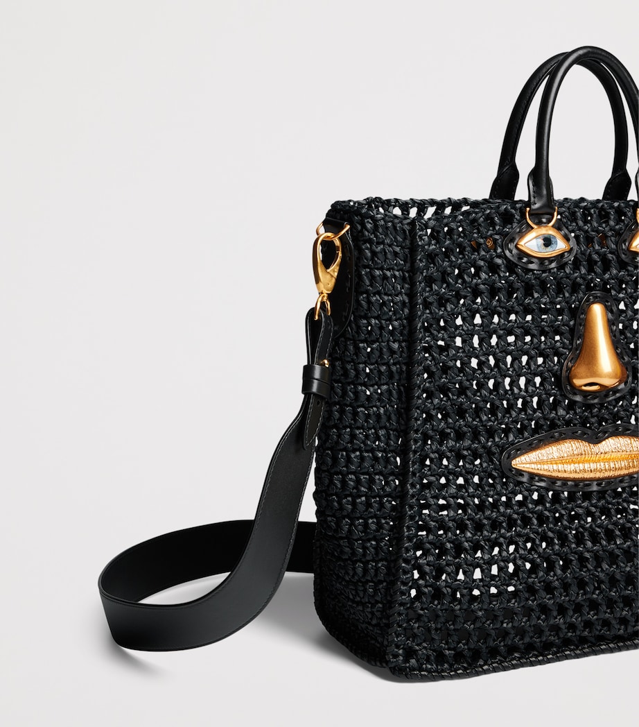 Raffia Face Tote Bag 999 BLACK Image 7