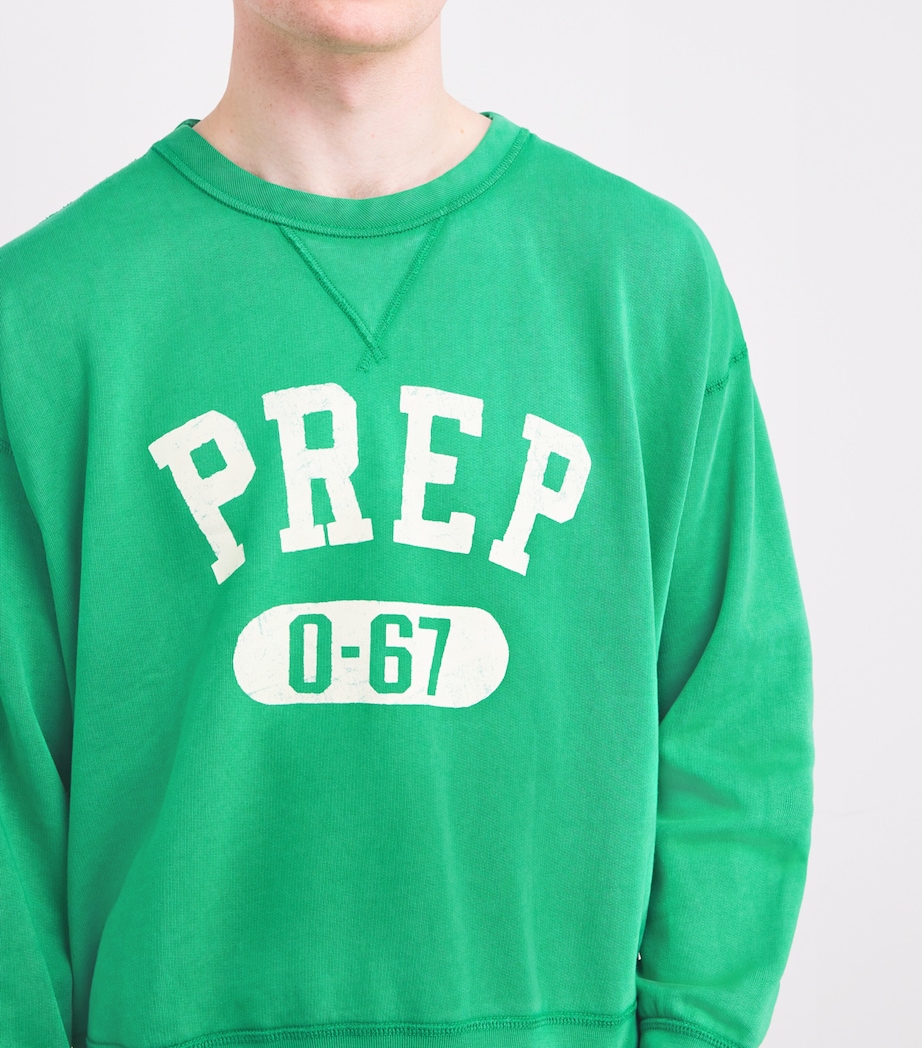 Cotton Prep Script Sweatshirt GREEN Image 6