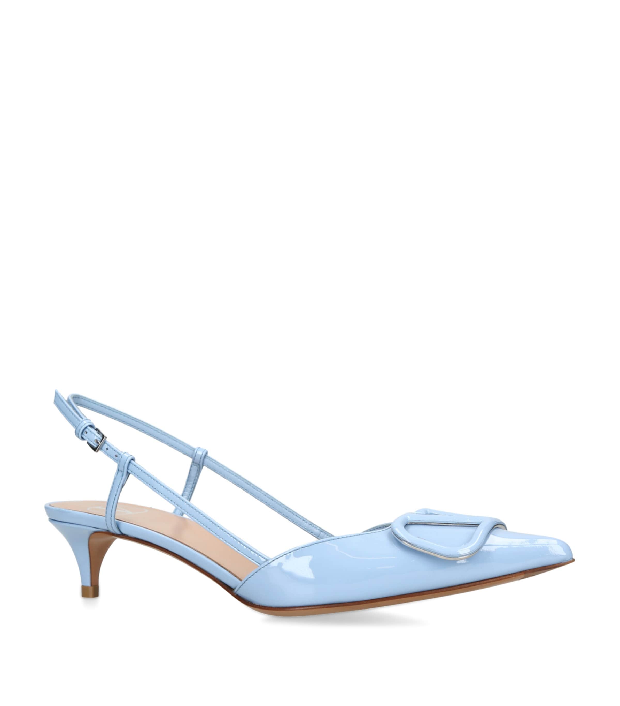 Valentino Garavani Blue Patent Leather VLOGO Slingback Heels 40