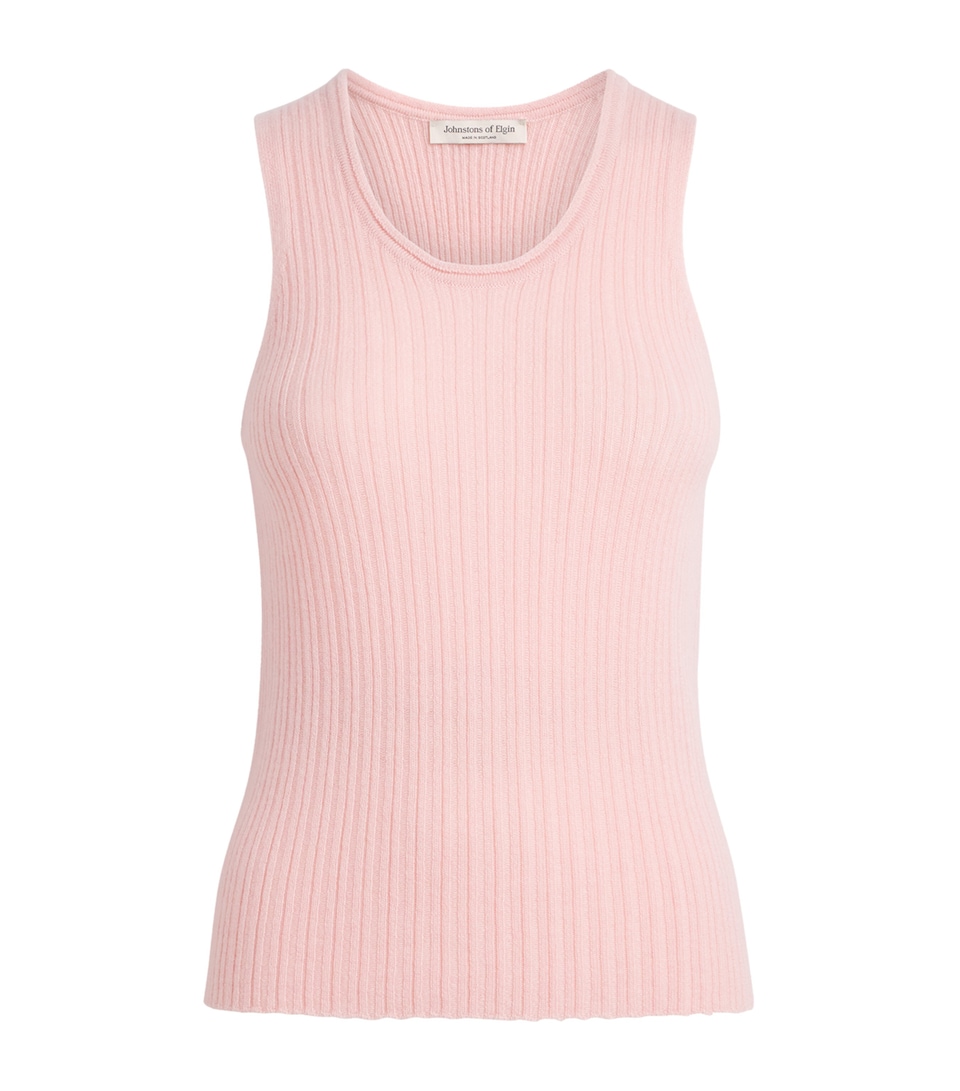 Johnstons Of Elgin Cashmere Ribbed Tank Top Highland Rose