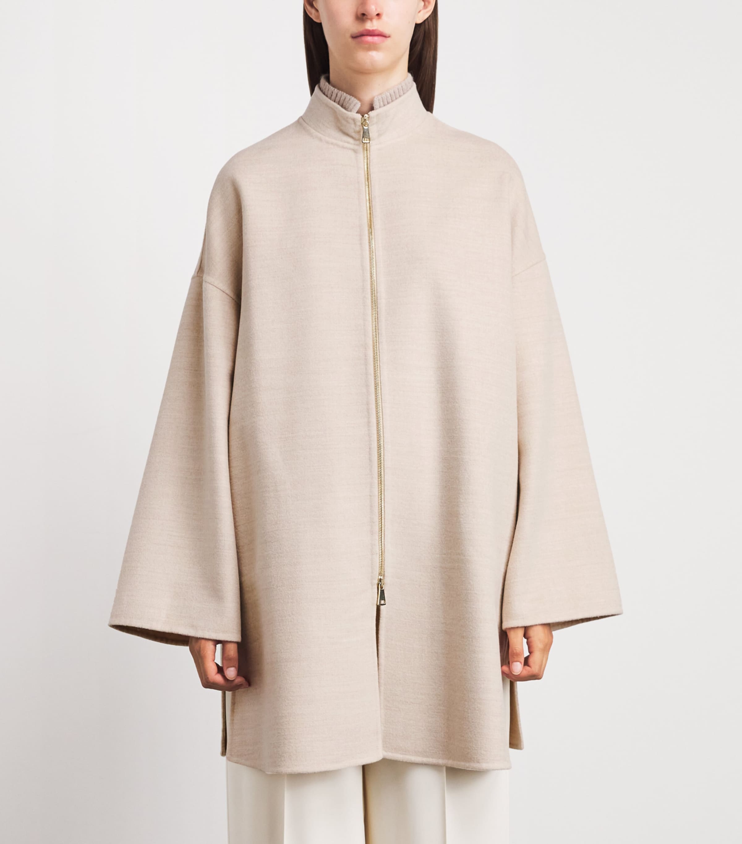 Fabiana Filippi Womens Merino Wool Sequin-Collar Coat Casha Image 4