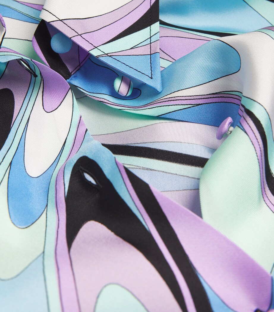 PUCCI Womens Silk Printed Shirt Celeste Image 5