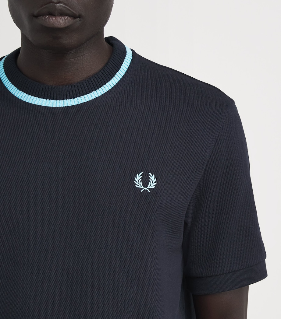 Cotton Piqué Knitted T-Shirt 311NAVY Image 6