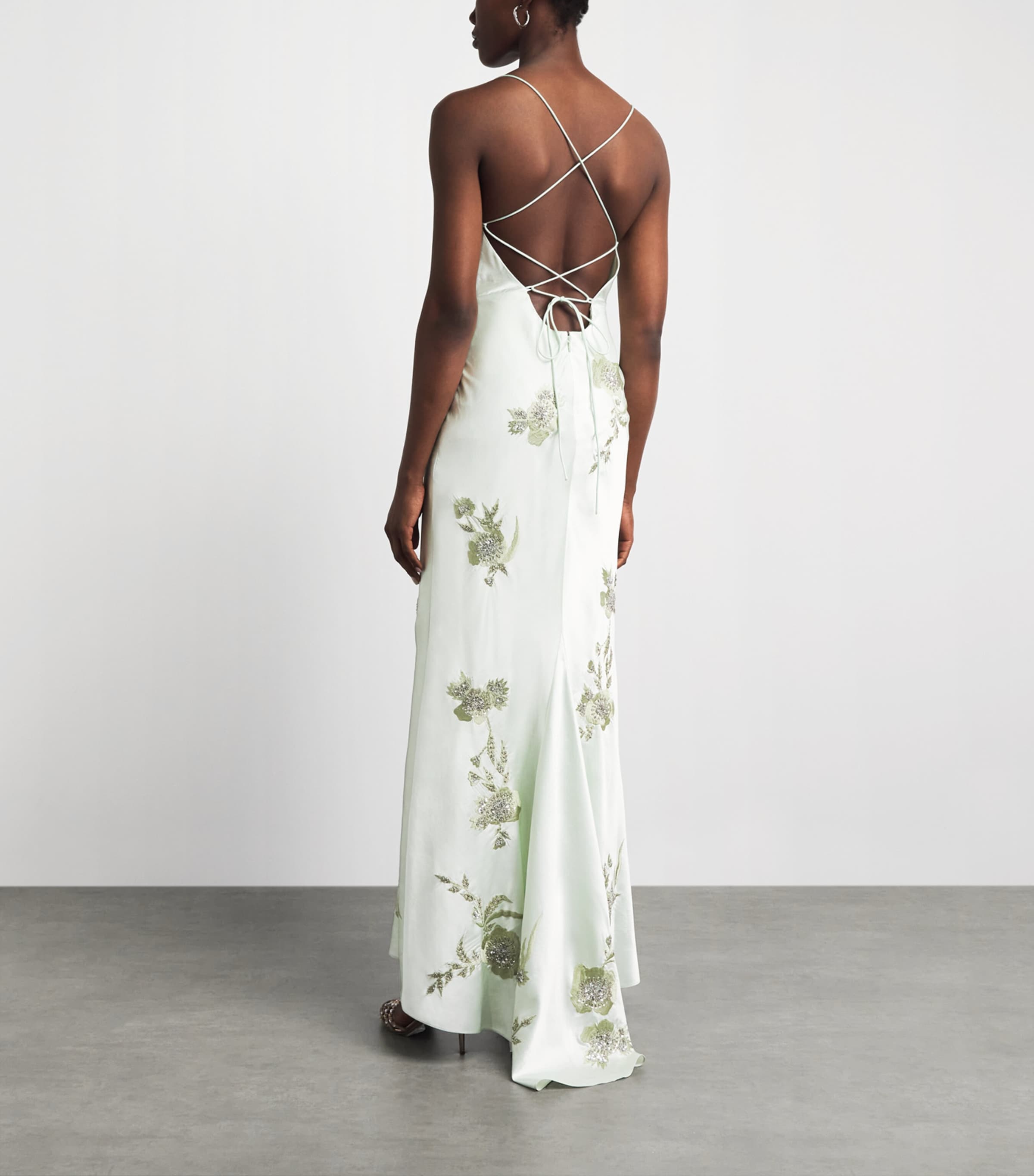 Alice+Olivia Womens Embellished Montana Maxi Dress Green Lily Image 4