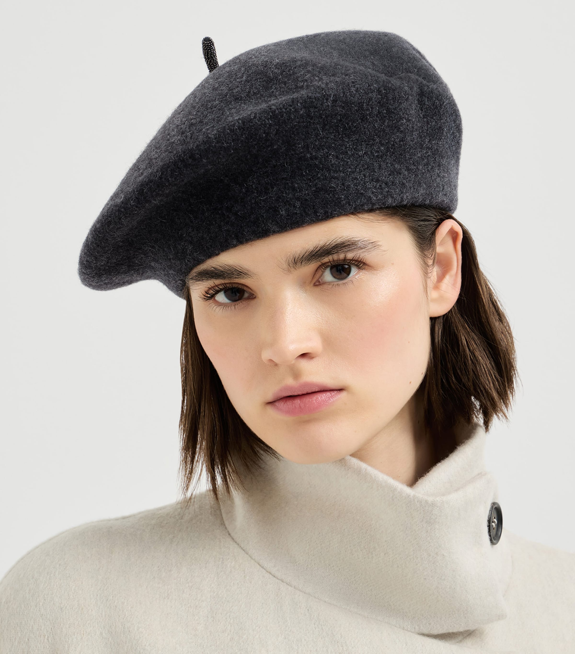 Brunello Cucinelli Wool Beret Black Image 2