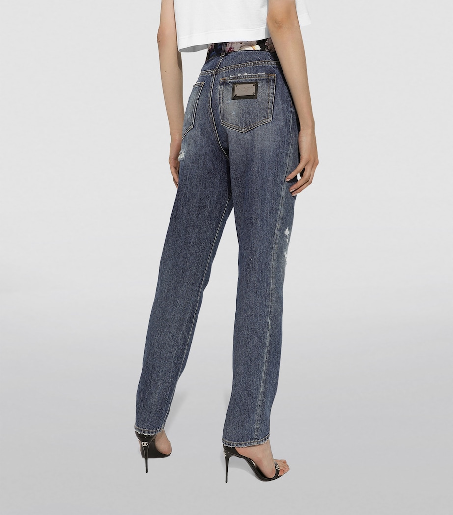 Dolce&Gabbana Womens Ripped Straight-Leg Jeans Combined Colou Image 4