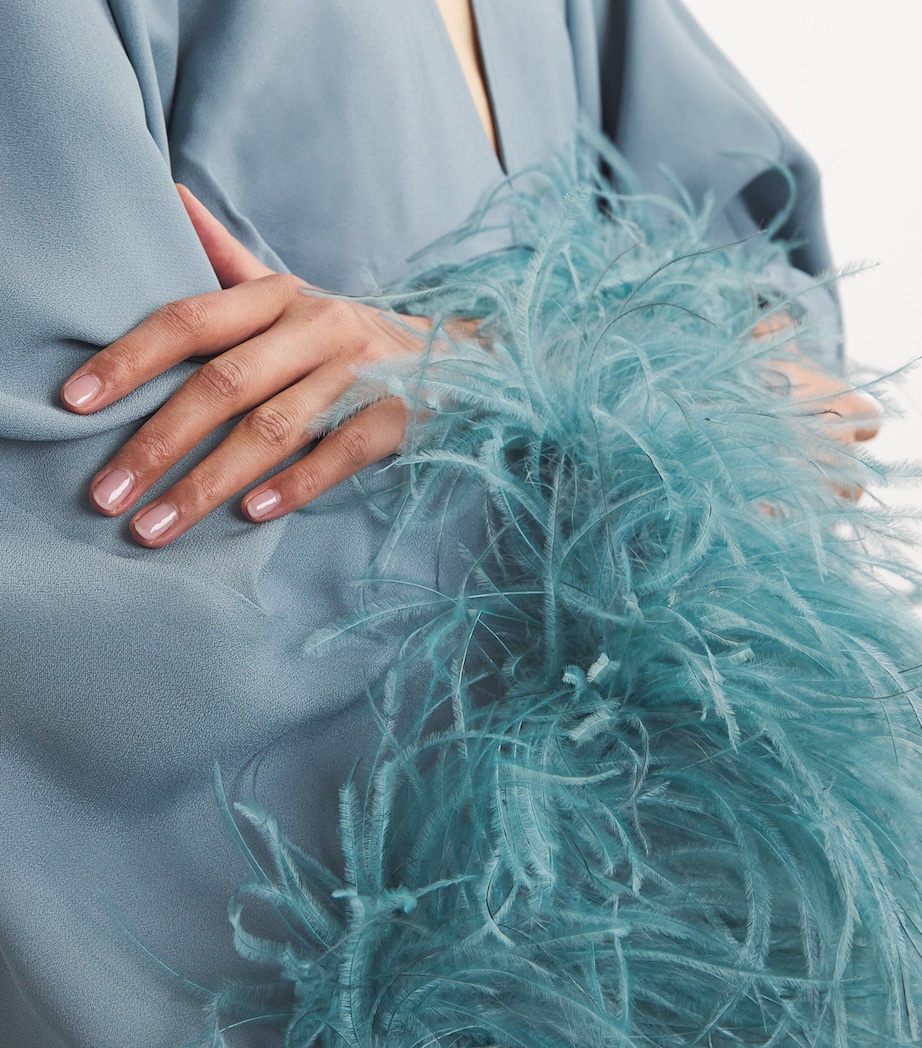 Feather-Trim Magnifique Mini Dress CLOUD Image 6