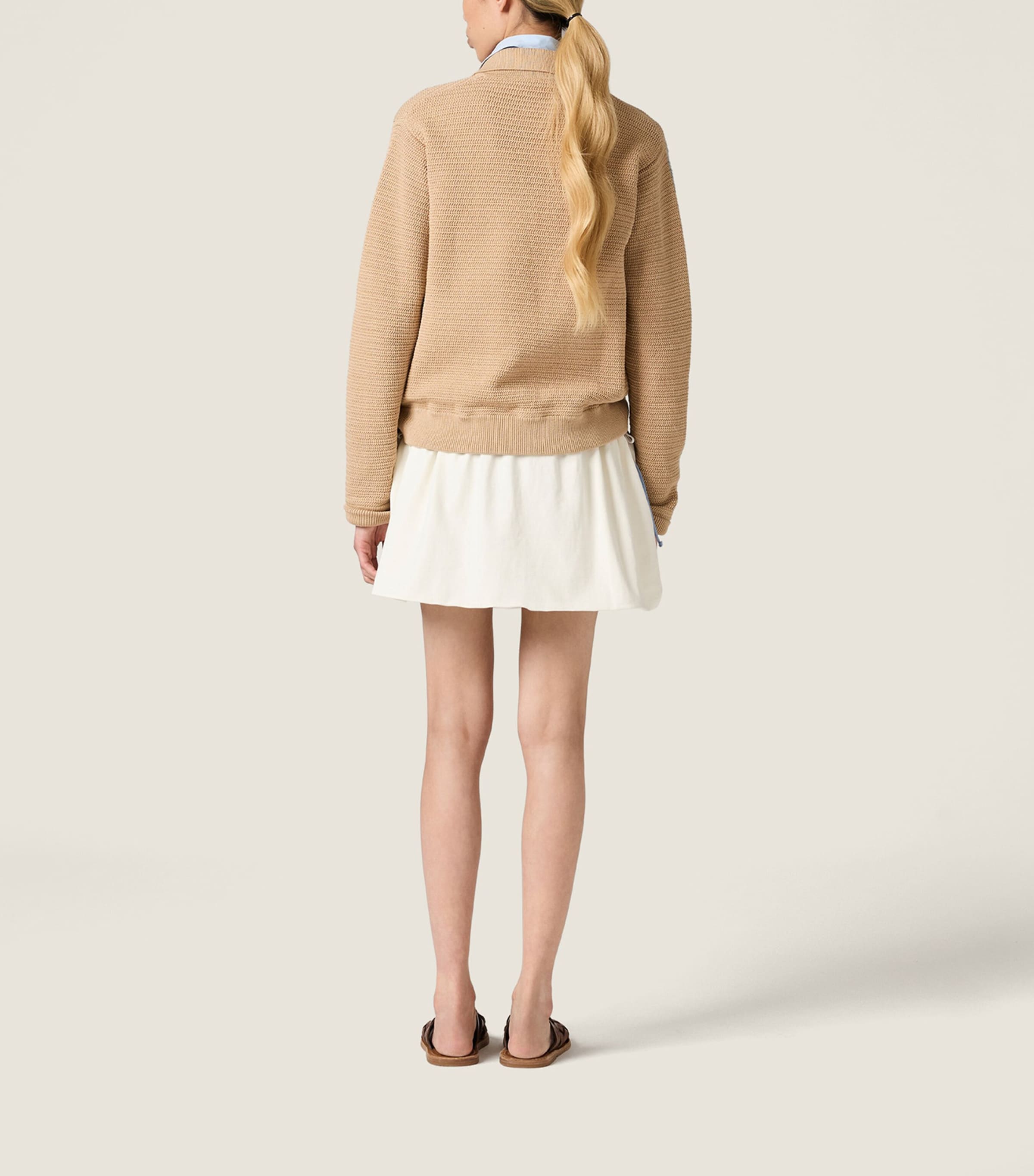 Miu Miu Womens Crochet Zip-Up Cardigan Neutral Image 3
