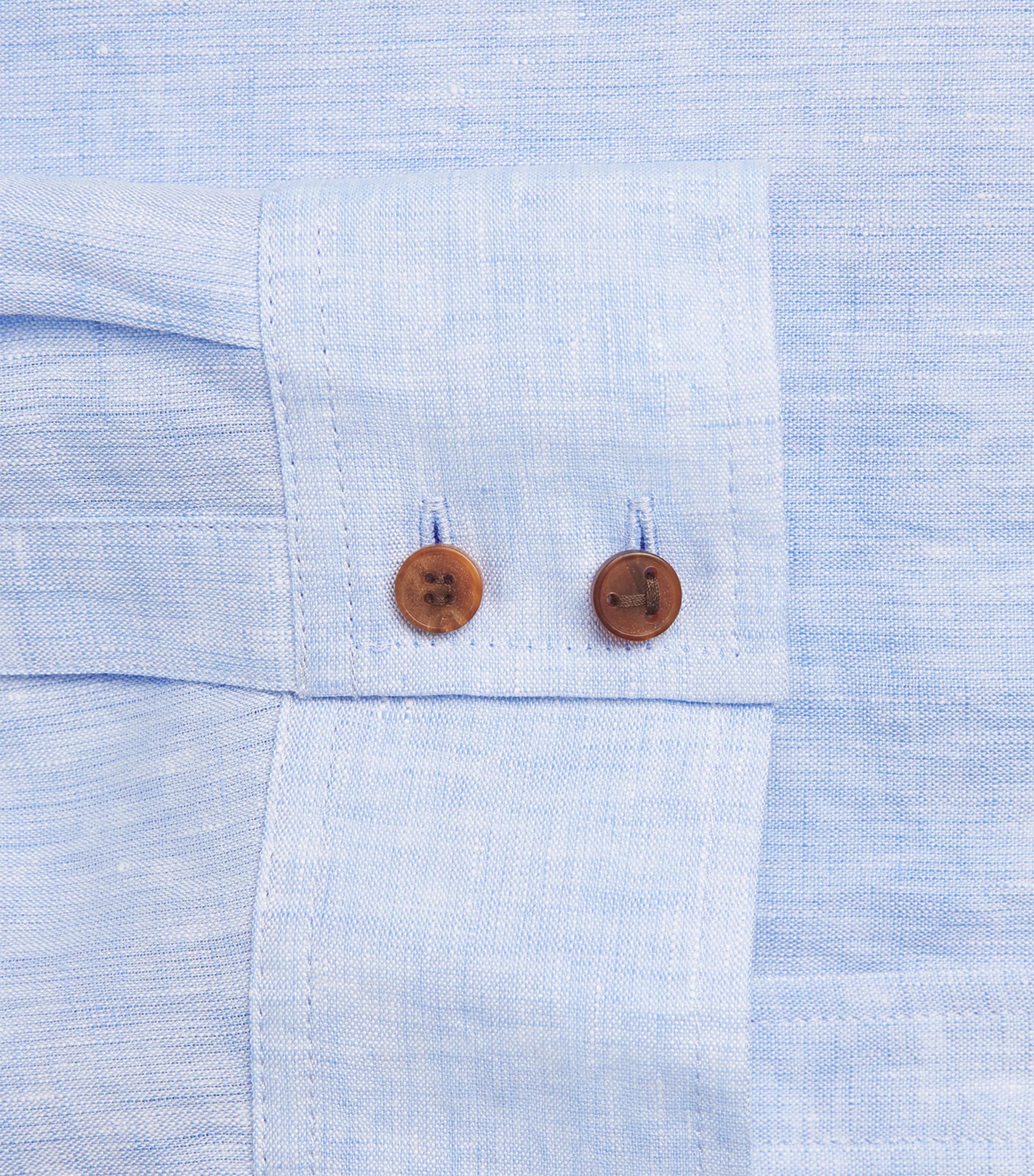 Lafayette 148 Womens Linen Twin-Pocket Shirt Delme Delph Blu Mlng Image 6