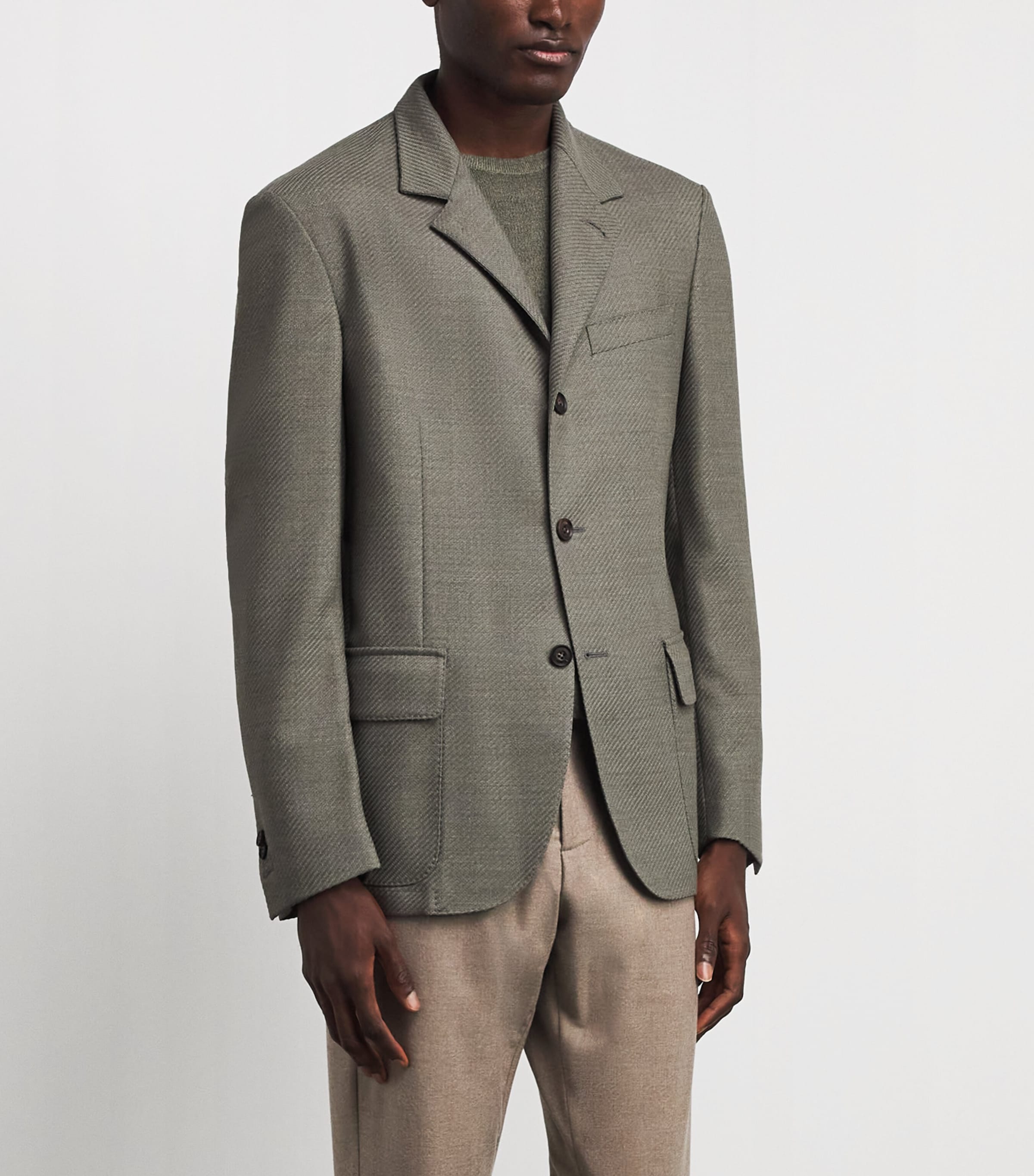 Corneliani Mens Virgin Wool Jacket Green Coloured Image 4