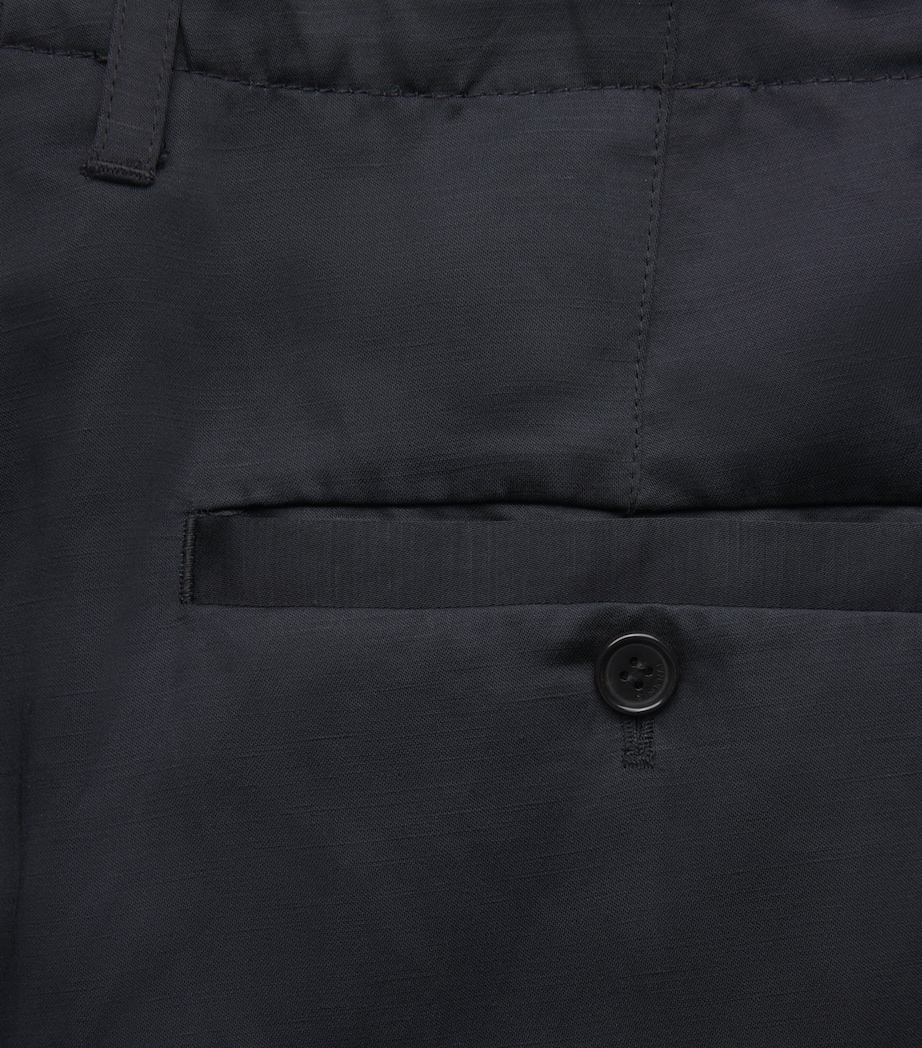 Satin Pleated Straight Trousers BLACK Image 5