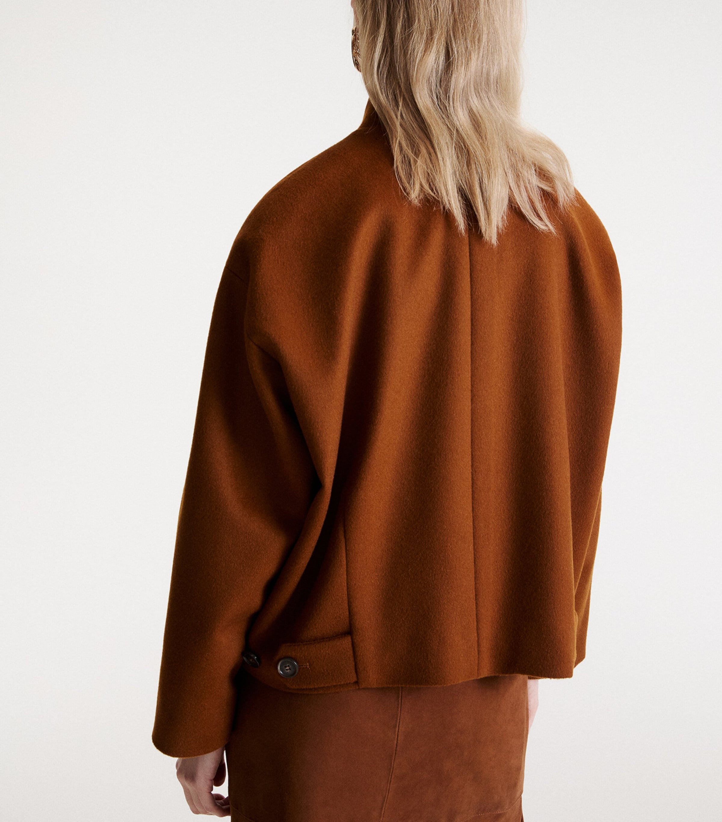 Marella Womens Virgin Wool-Cashmere Bomber Jacket Cognac Image 3
