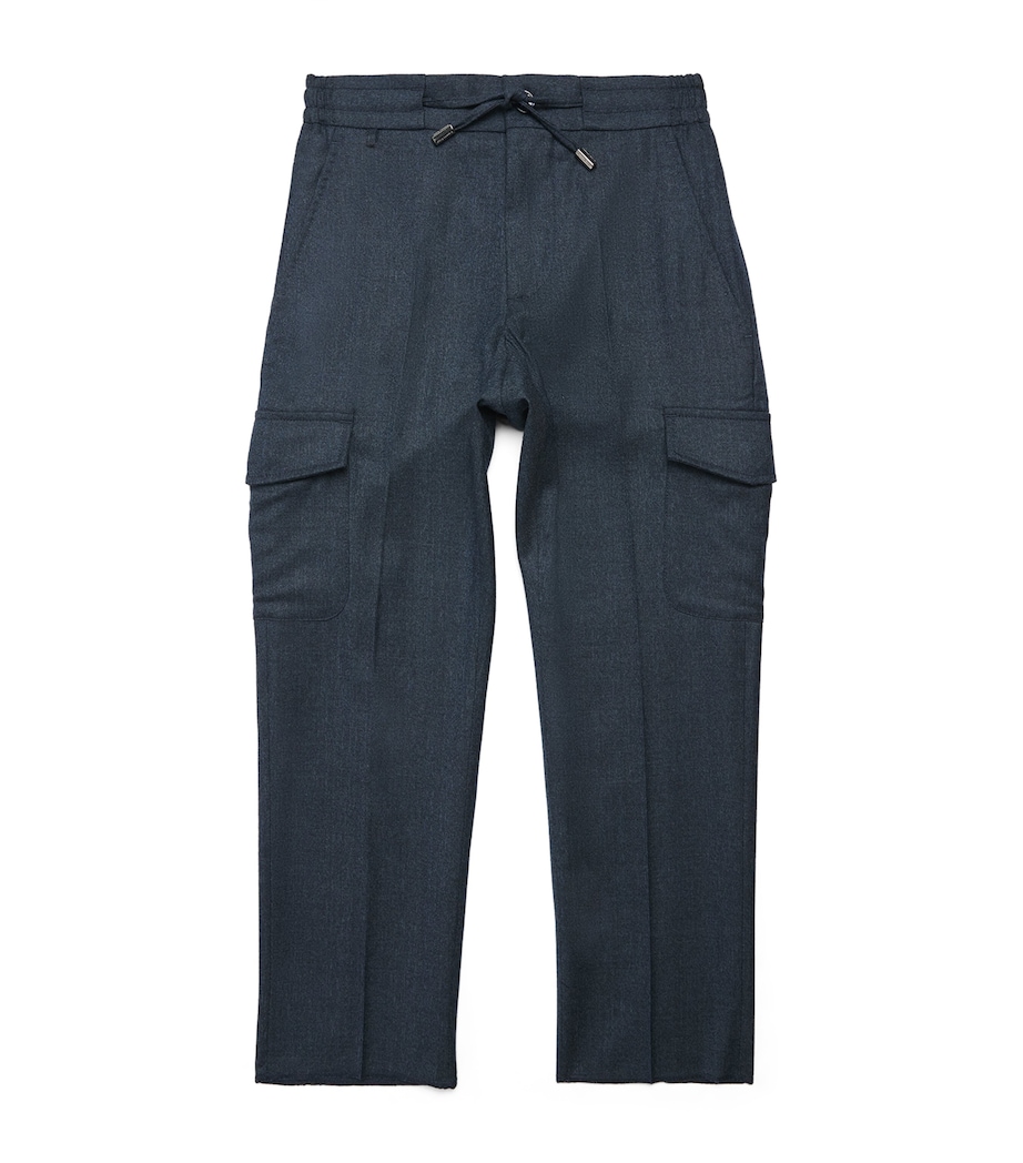 Stefano Ricci Kids Virgin Wool Cargo Trousers (4-16 Years) Blue Image 1
