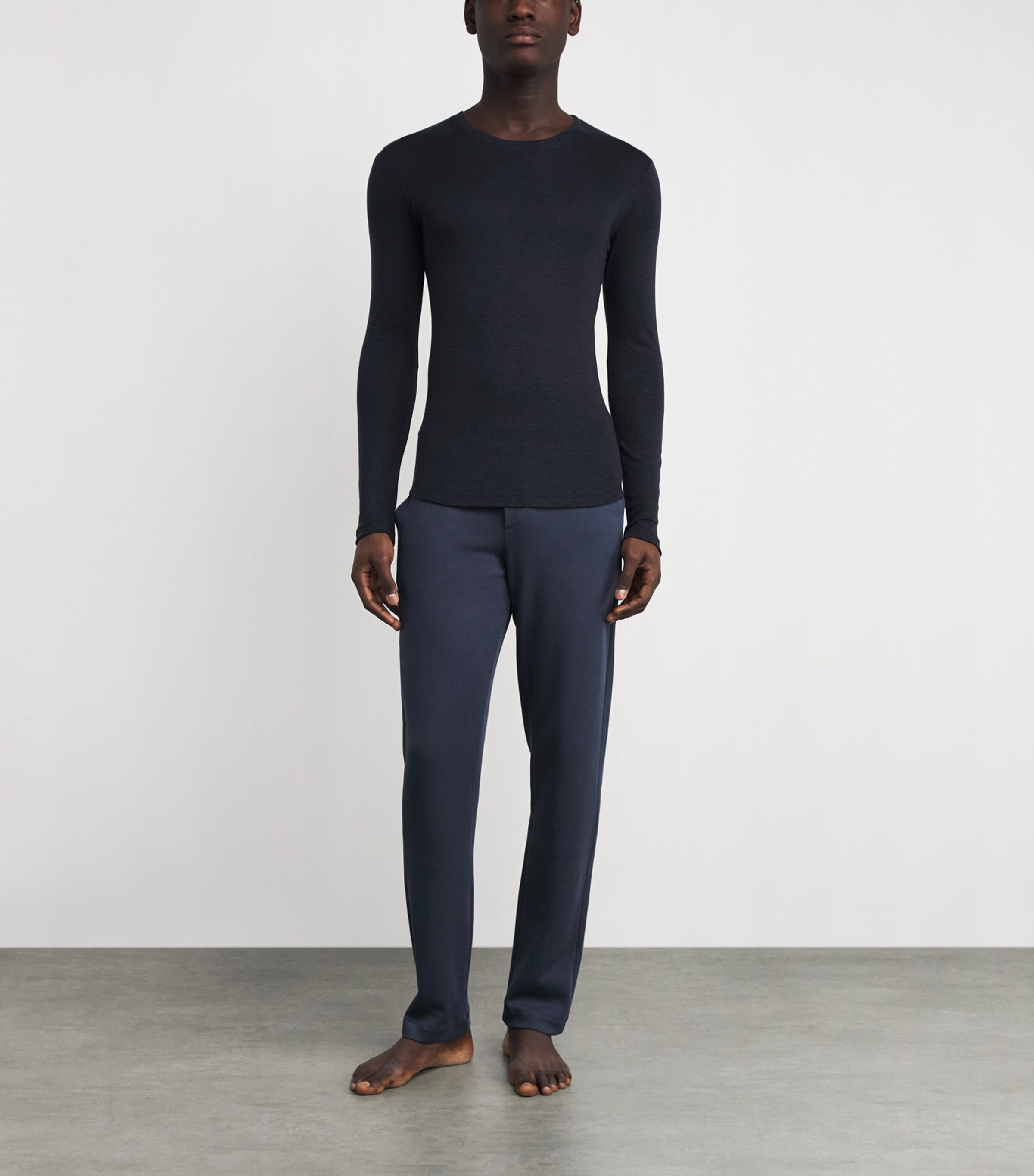 Silk-Cashmere Long-Sleeve T-Shirt 0019 BLACK Image 2