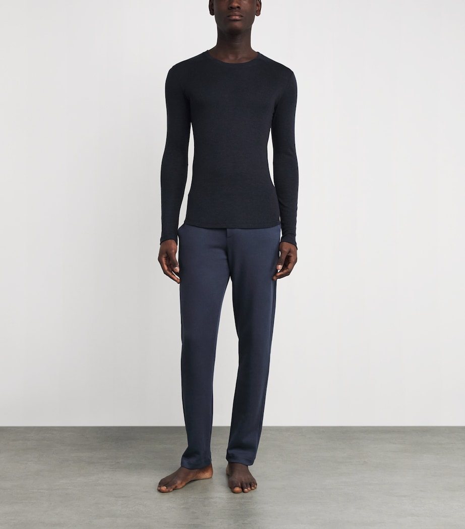 Silk-Cashmere Long-Sleeve T-Shirt 0019 BLACK Image 2