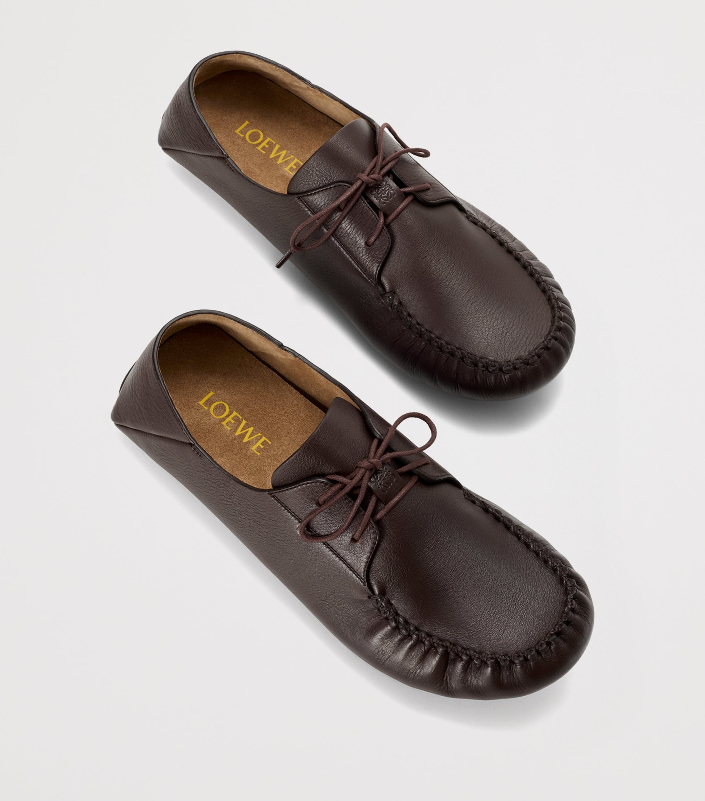 LOEWE Leather Rambla Boat Shoes Dark Brown Image 4