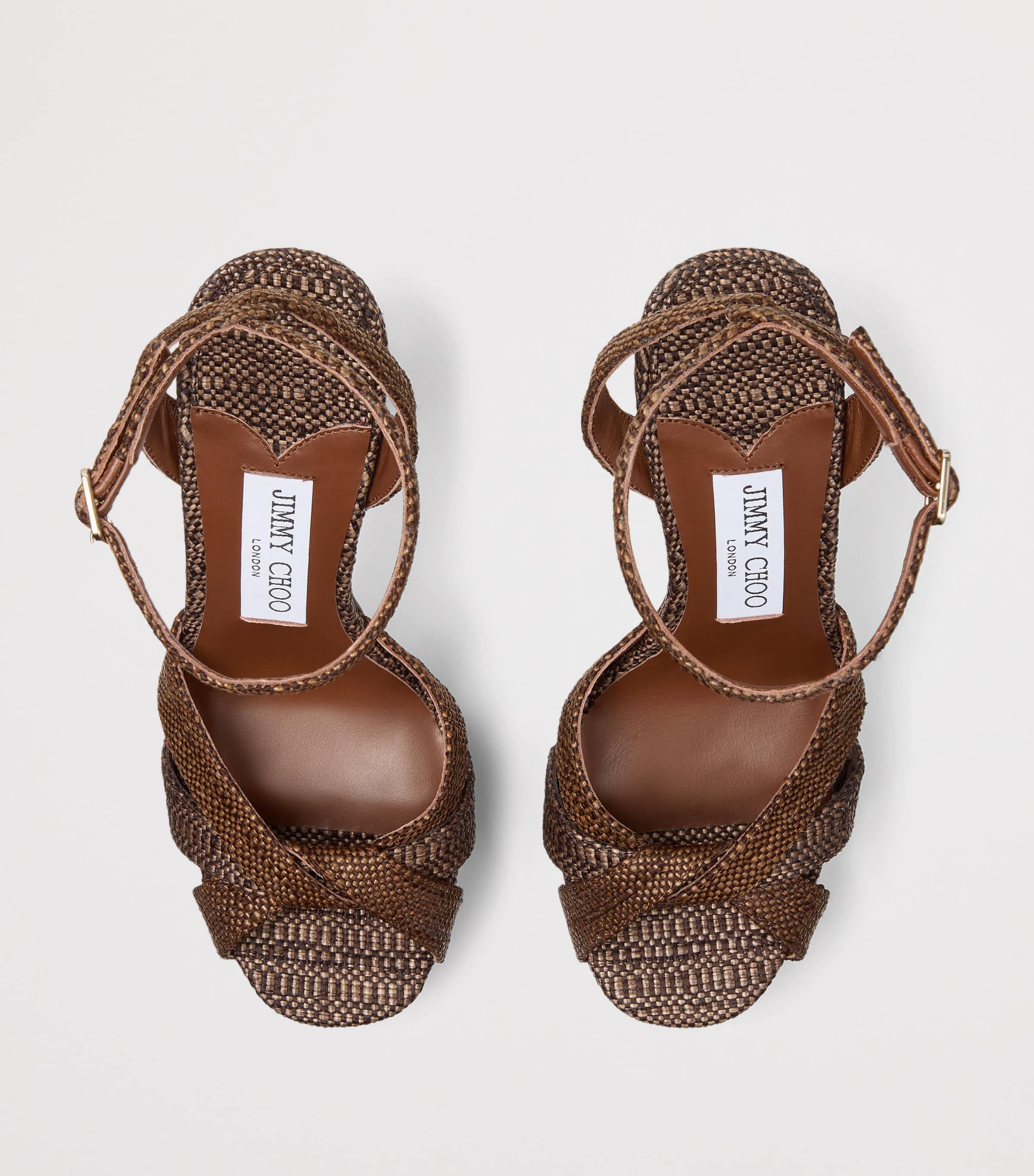 Jimmy Choo Kove 120 Woven Platform Sandals Chocolate/tan Image 4